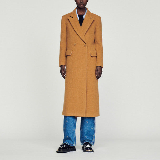 Manteau droit en laine grattée Sandro seconde main