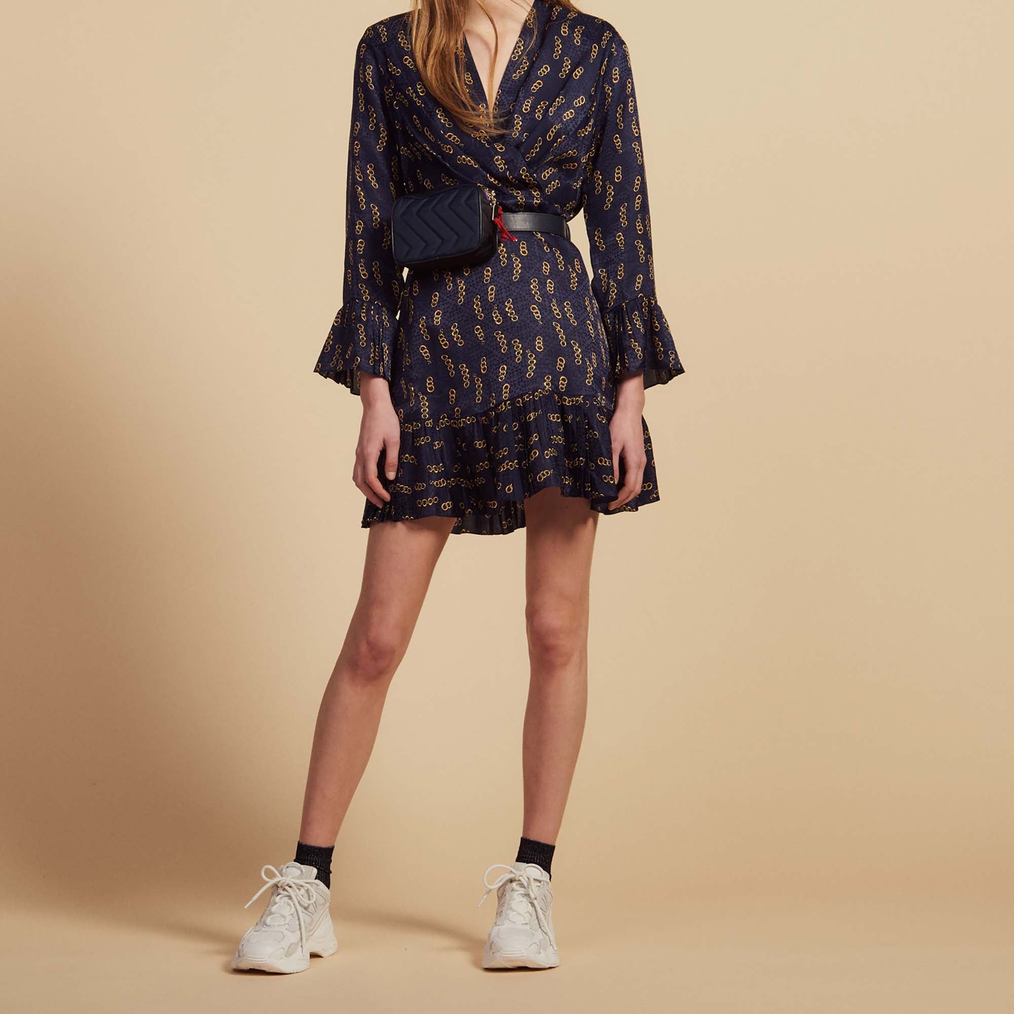 Robe courte imprimée à volants Sandro seconde main