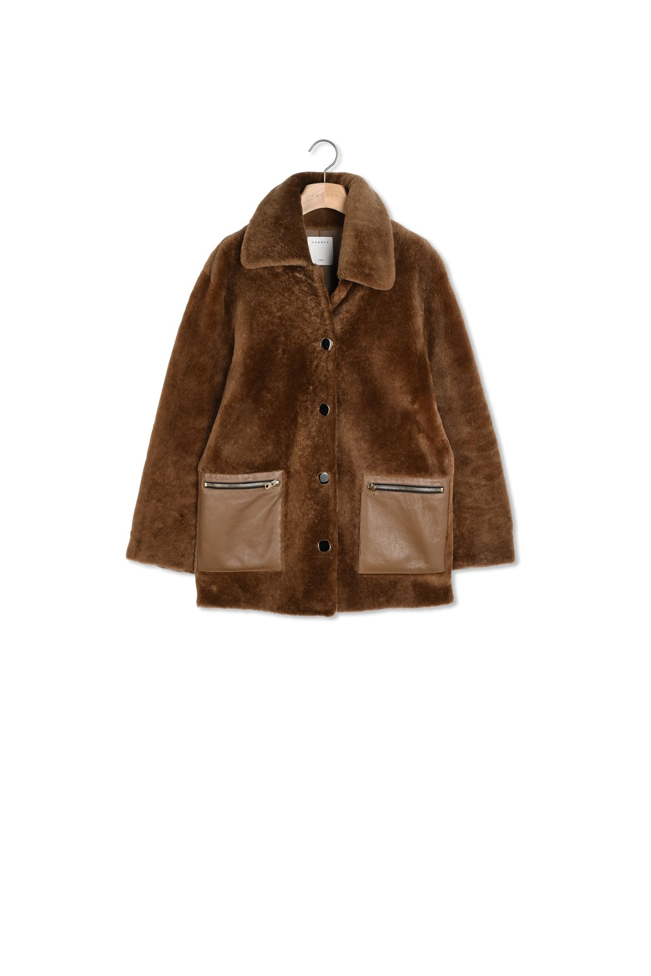 Manteau en peau lainée à grand col Sandro seconde main