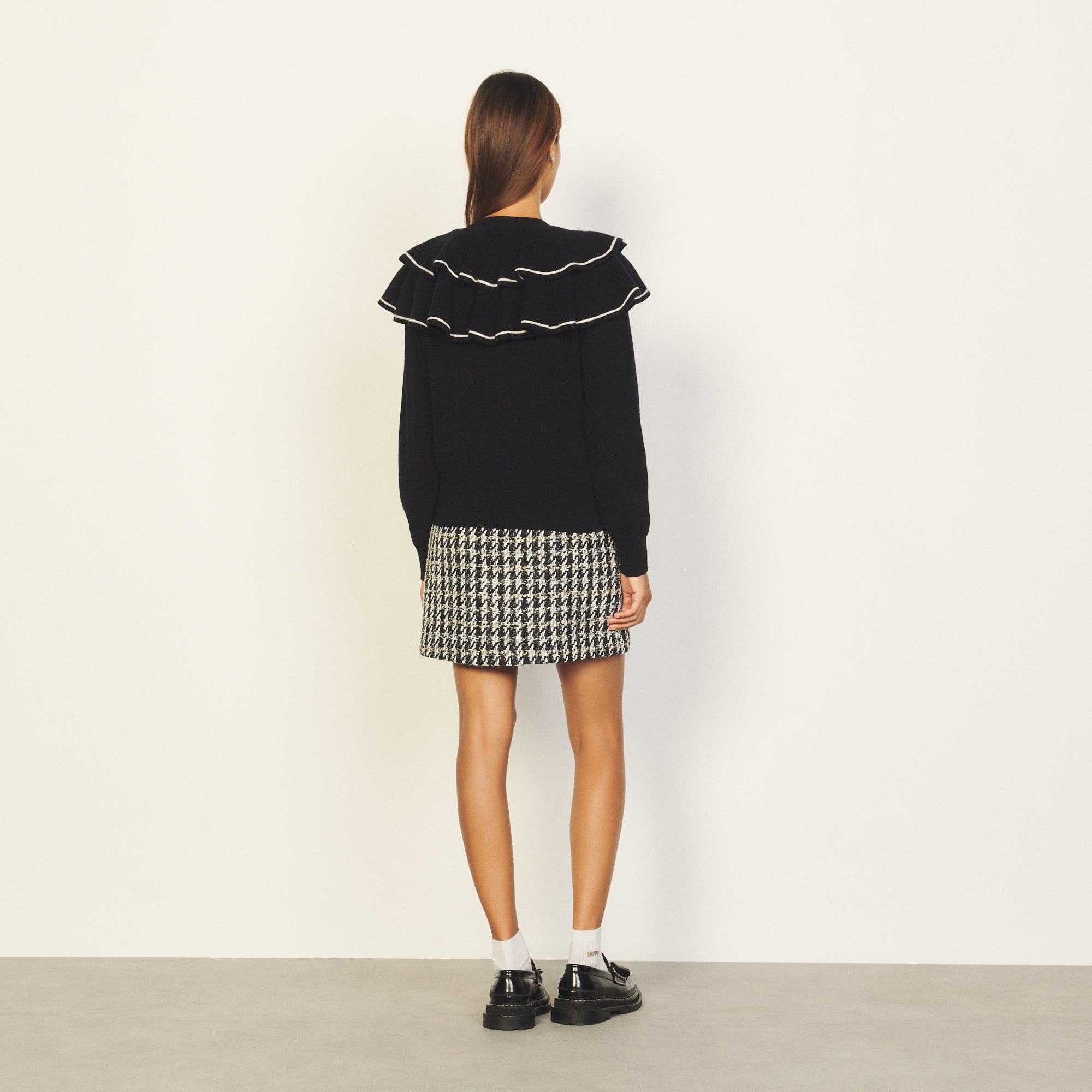 Jupe imprimé marine et blanc Sandro seconde main