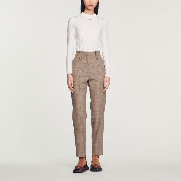 Pantalon droit à carreaux Sandro seconde main