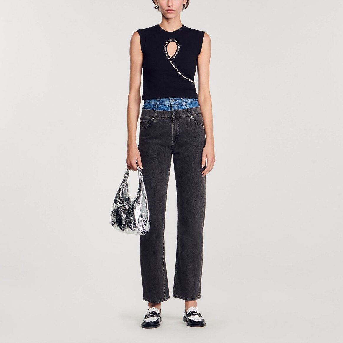 Débardeur court à découpe strassée Sandro seconde main