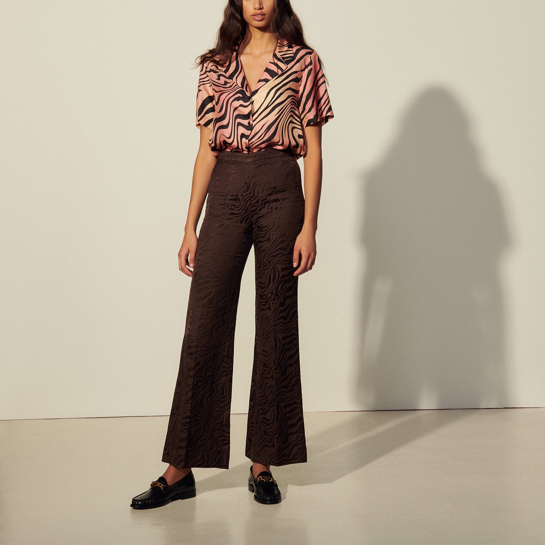 Pantalon taille haute en jacquard Sandro seconde main