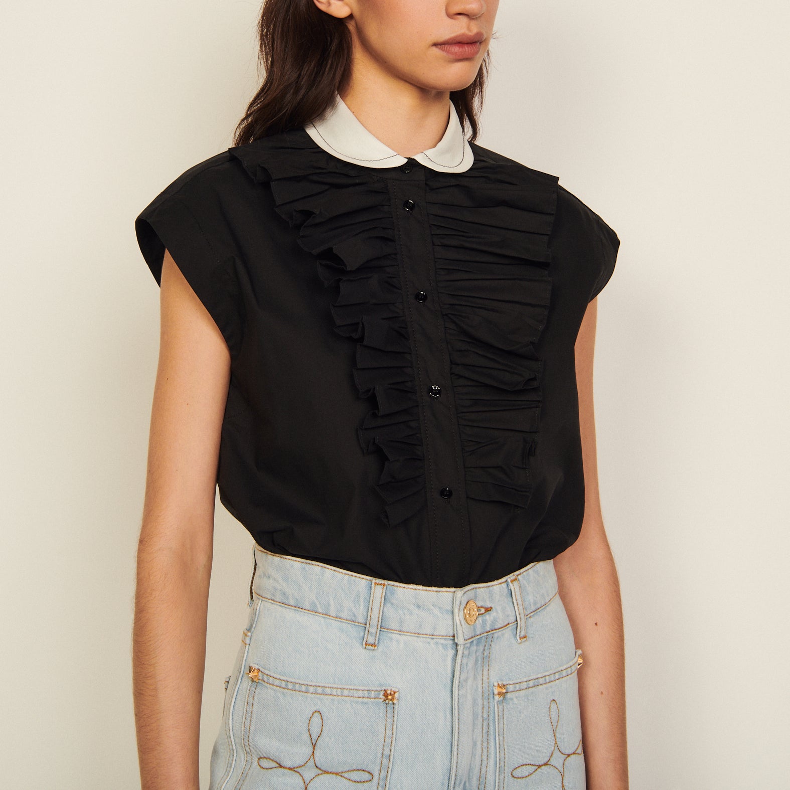 Chemise sans manches en coton biologique Sandro seconde main