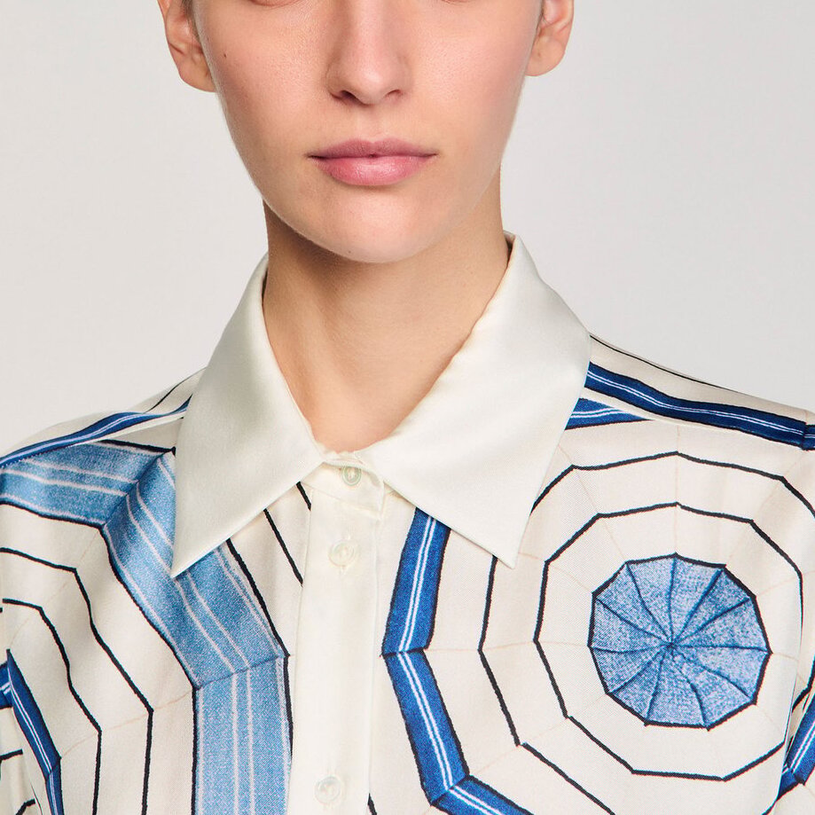 Chemise en soie à imprimé spirales Sandro seconde main