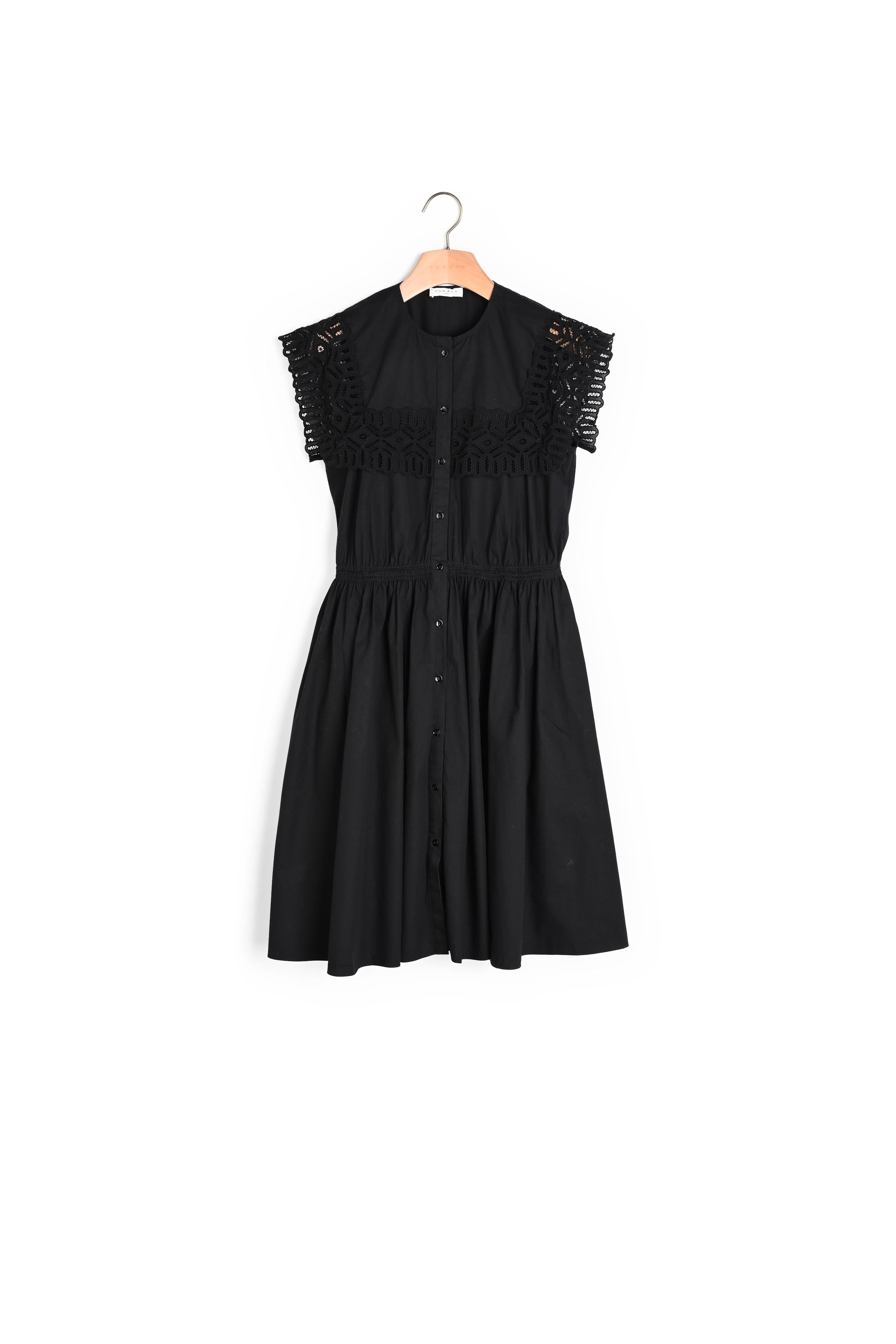 Robe coton mi longue insert de dentelle Sandro seconde main