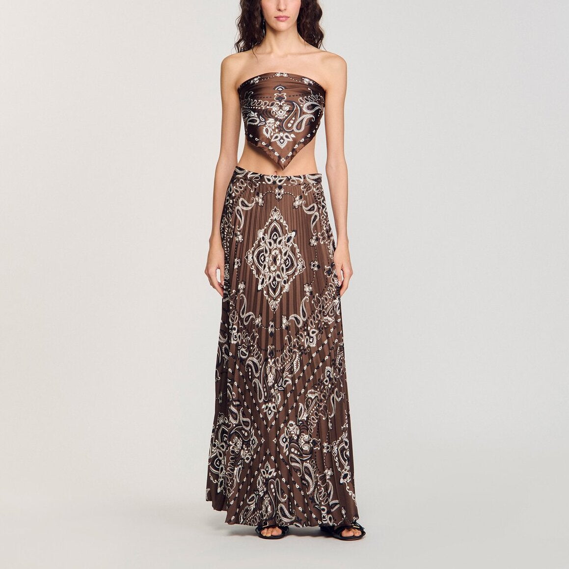 Jupe longue plissée à imprimé bandana Sandro seconde main