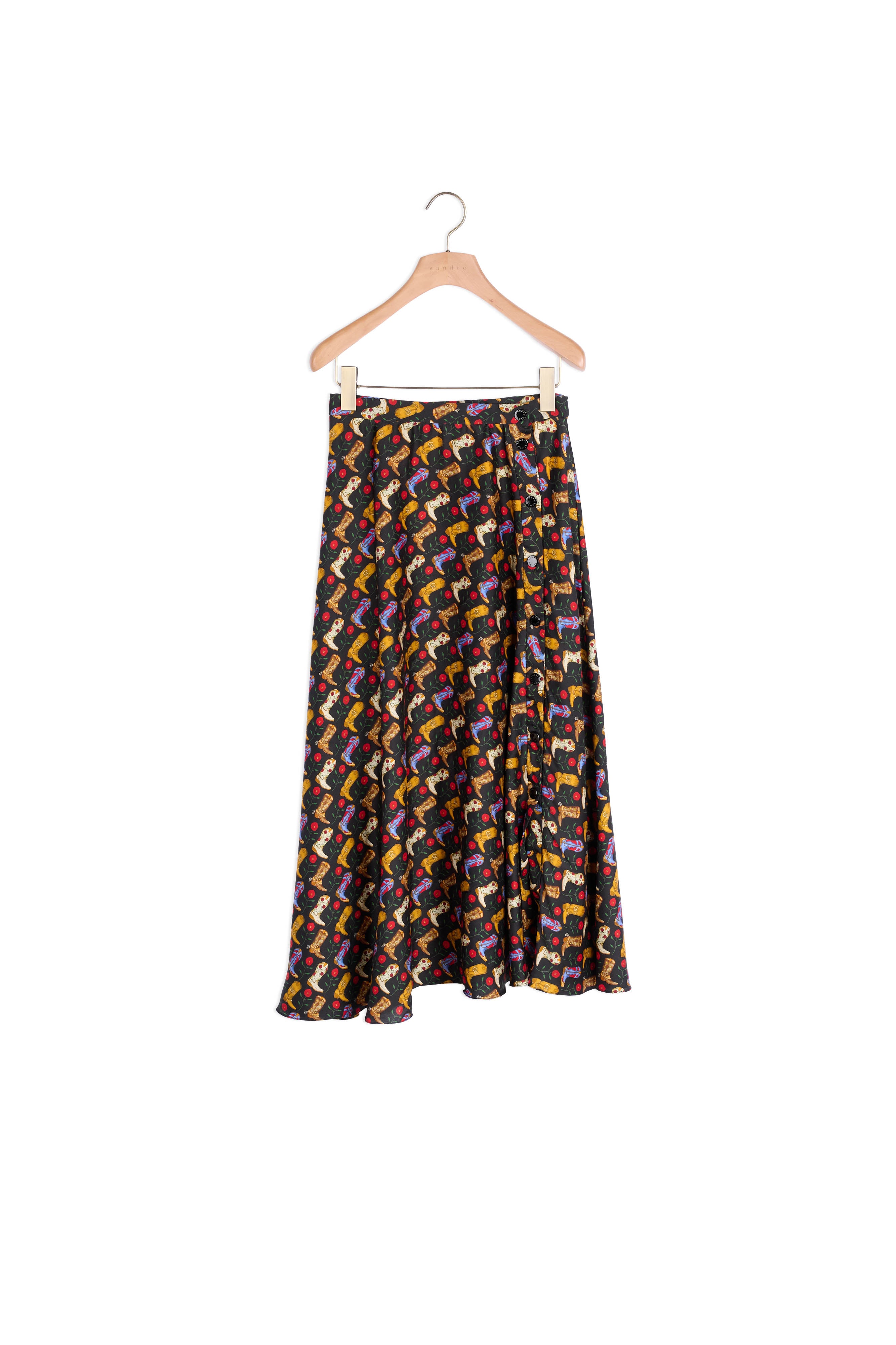 Jupe plissée portefeuille en imprimé Sandro seconde main