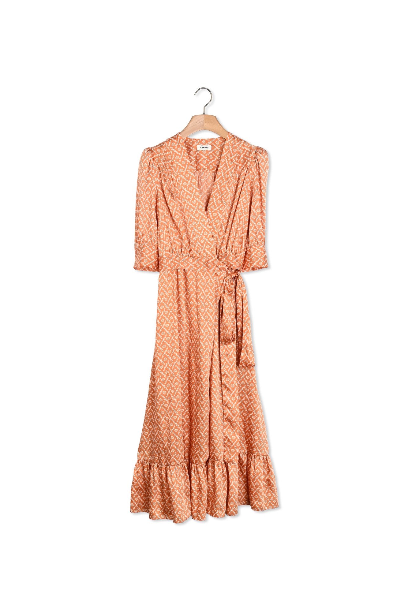 Robe longue portefeuille imprimée coeurs Sandro seconde main