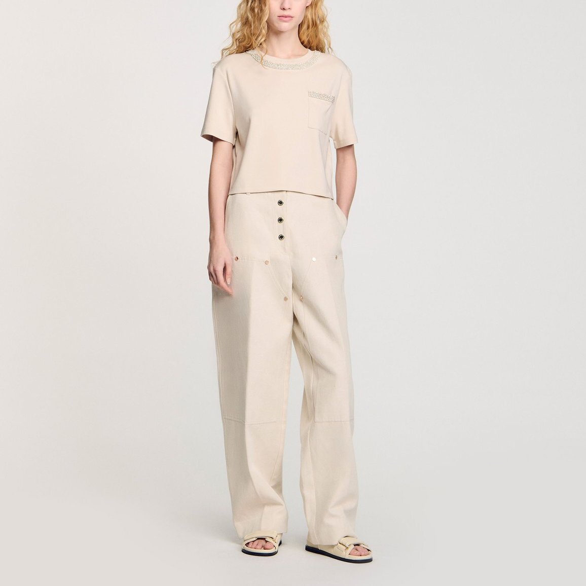 T-shirt à détails strassés Sandro seconde main