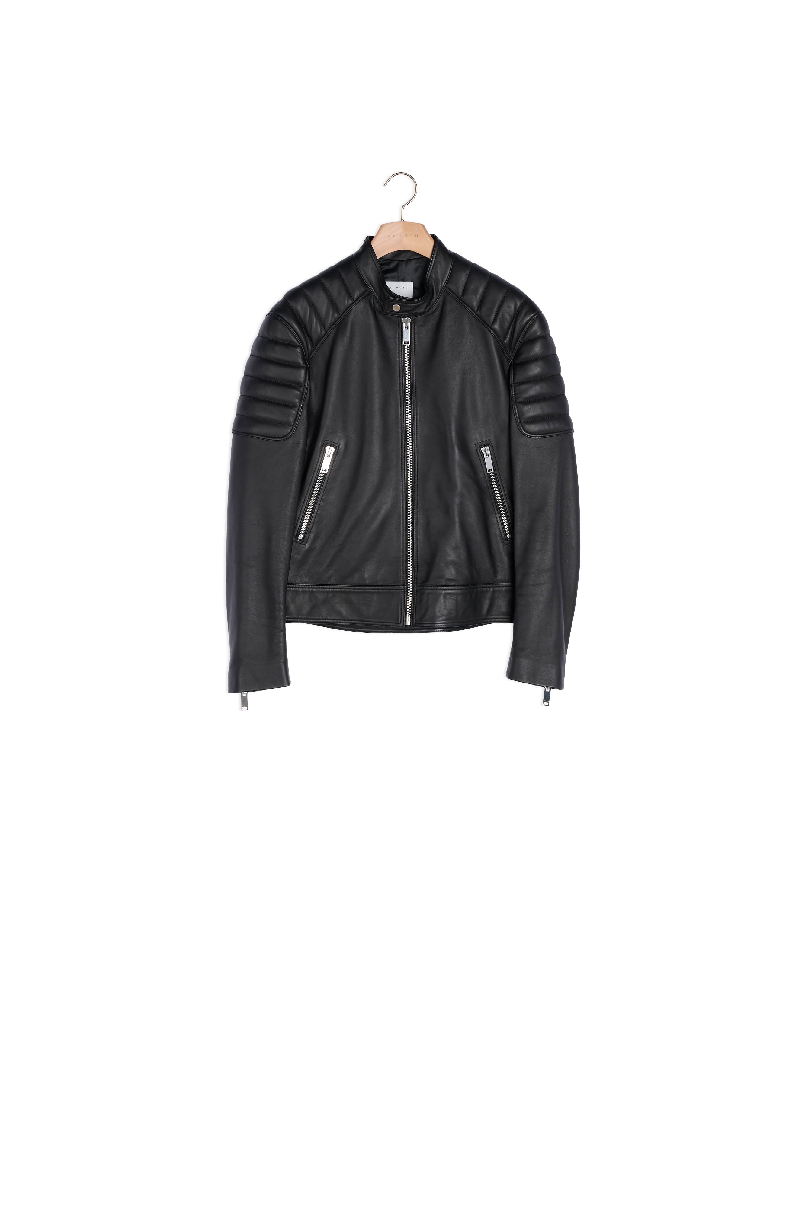 Blouson en cuir finitions matelassées Sandro seconde main