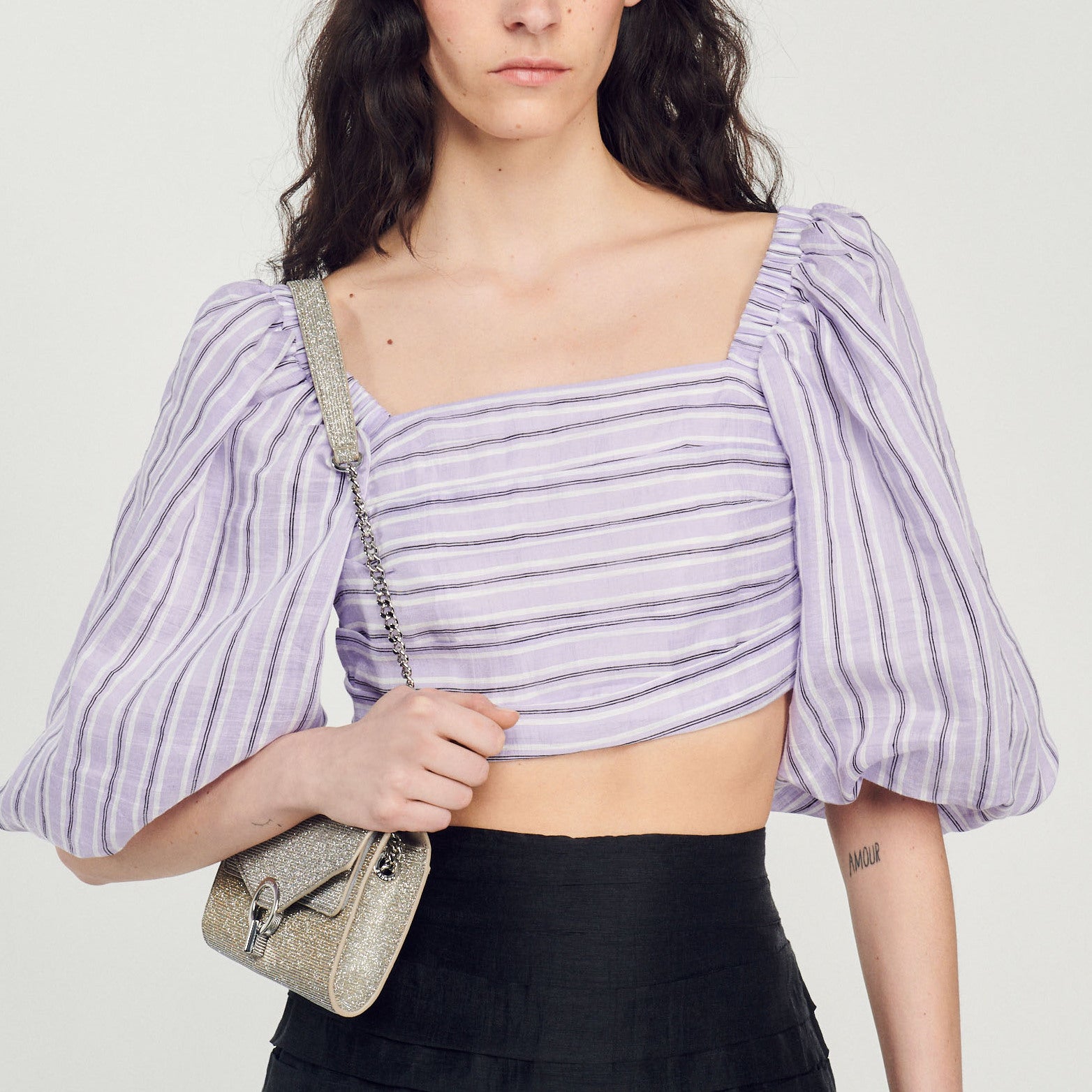 Top court rayé Sandro seconde main