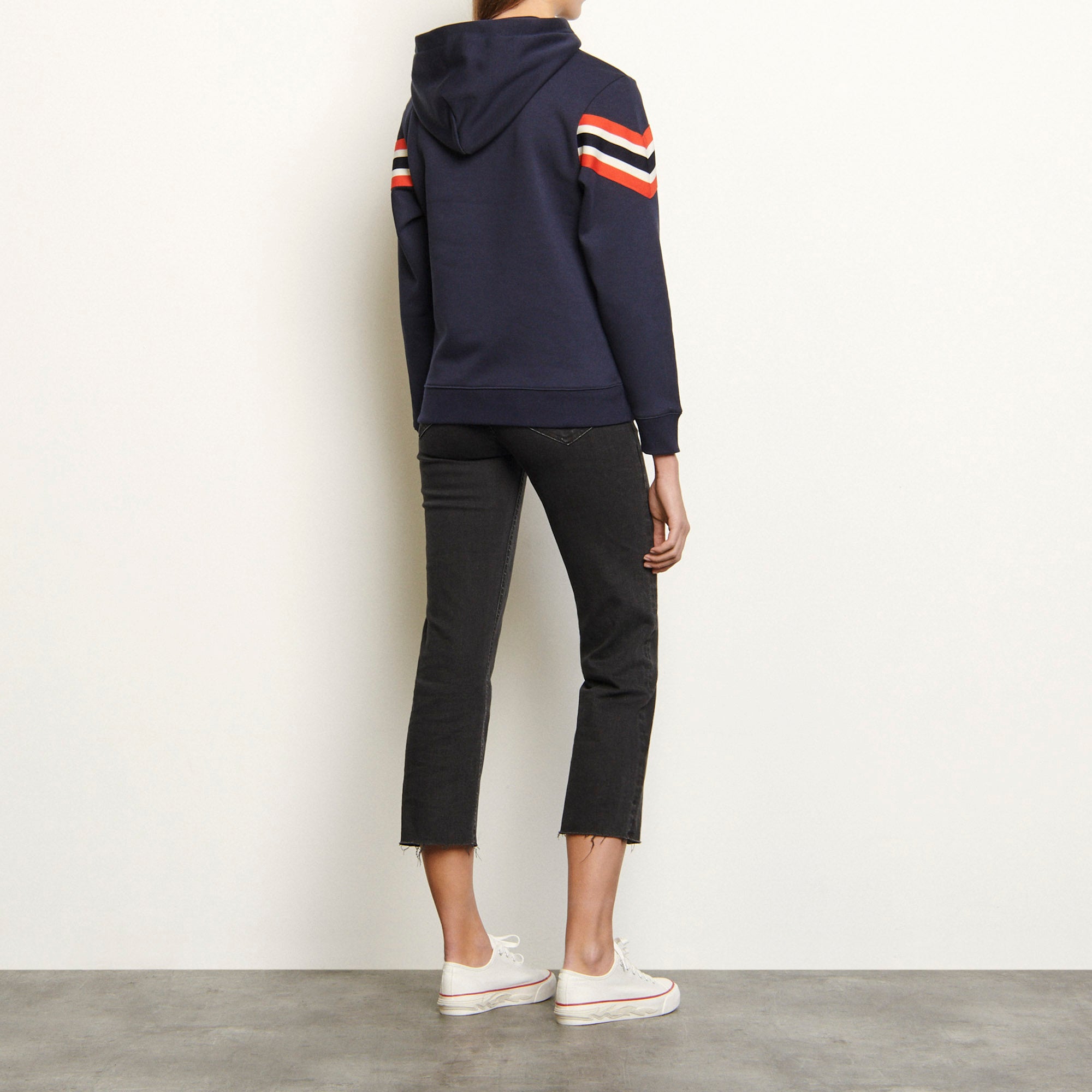 Sweat à capuche à bord-côte rayé Sandro seconde main