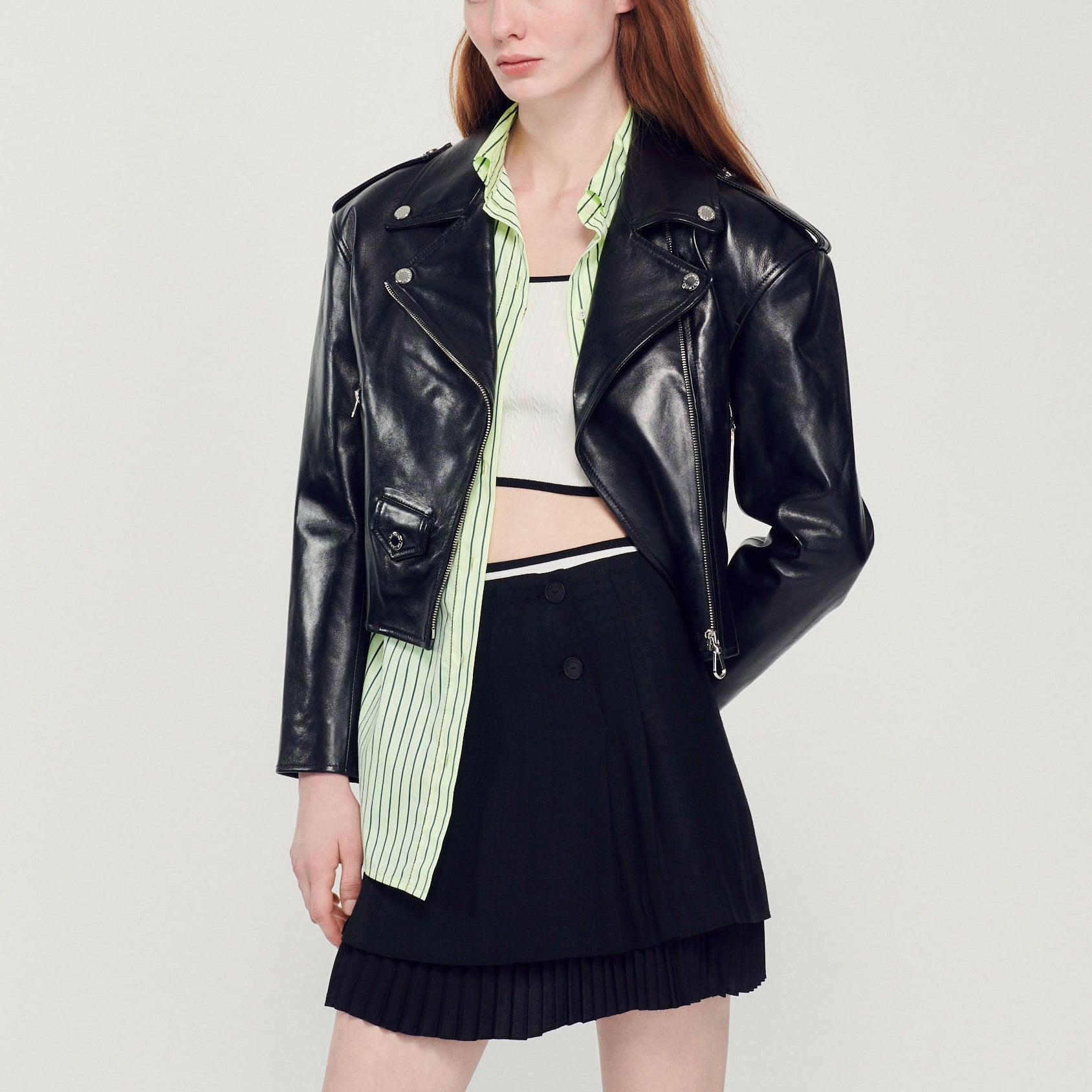 Jupe courte avec plissé en trompe l'œil Sandro seconde main