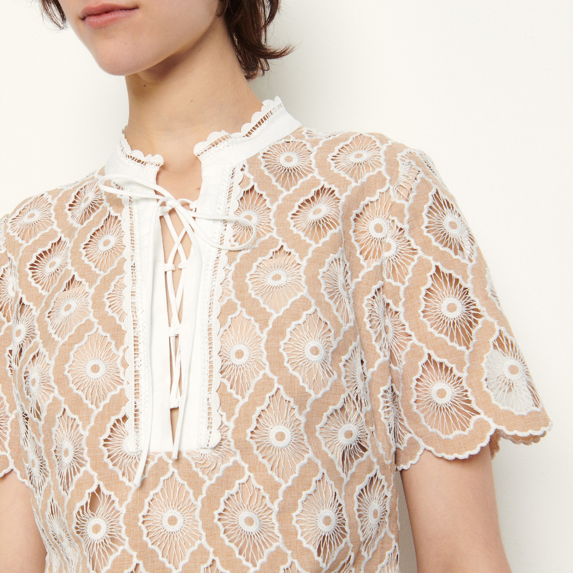 Robe courte en broderie anglaise Sandro seconde main