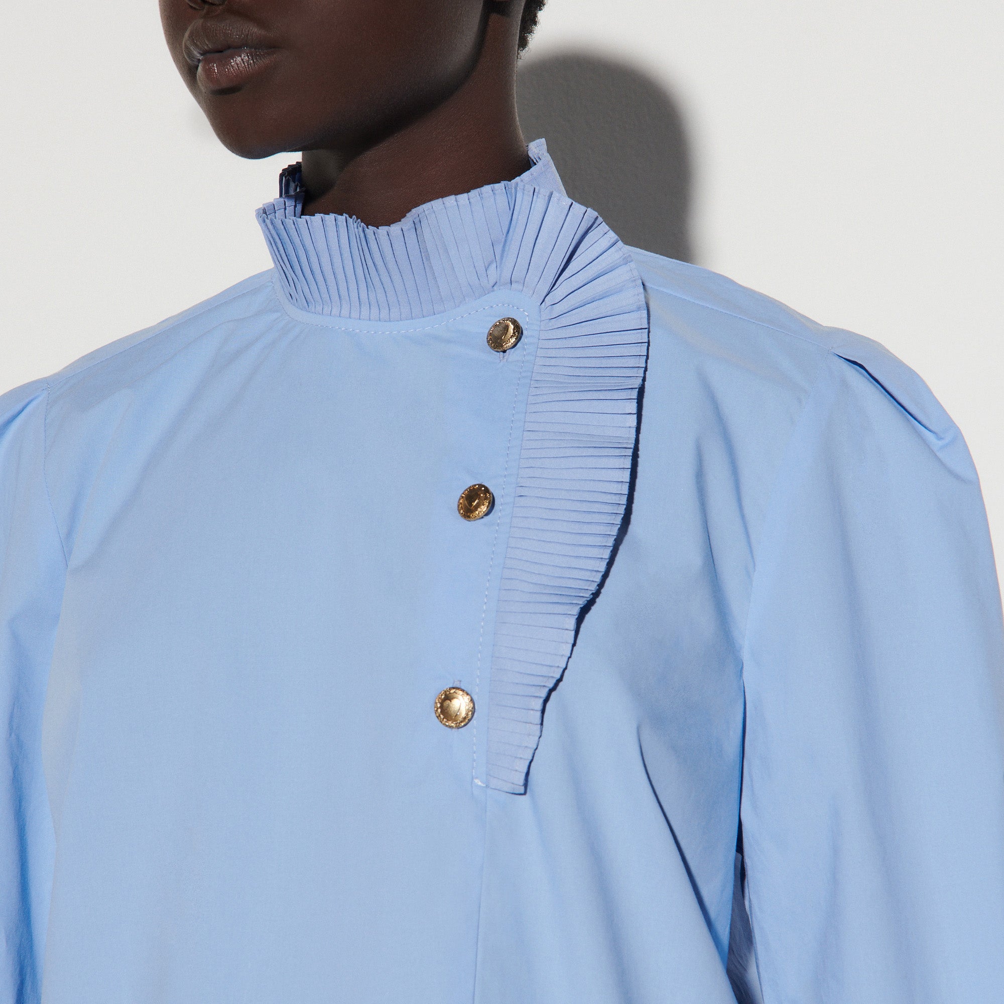 Top en popeline à col plissé Sandro seconde main