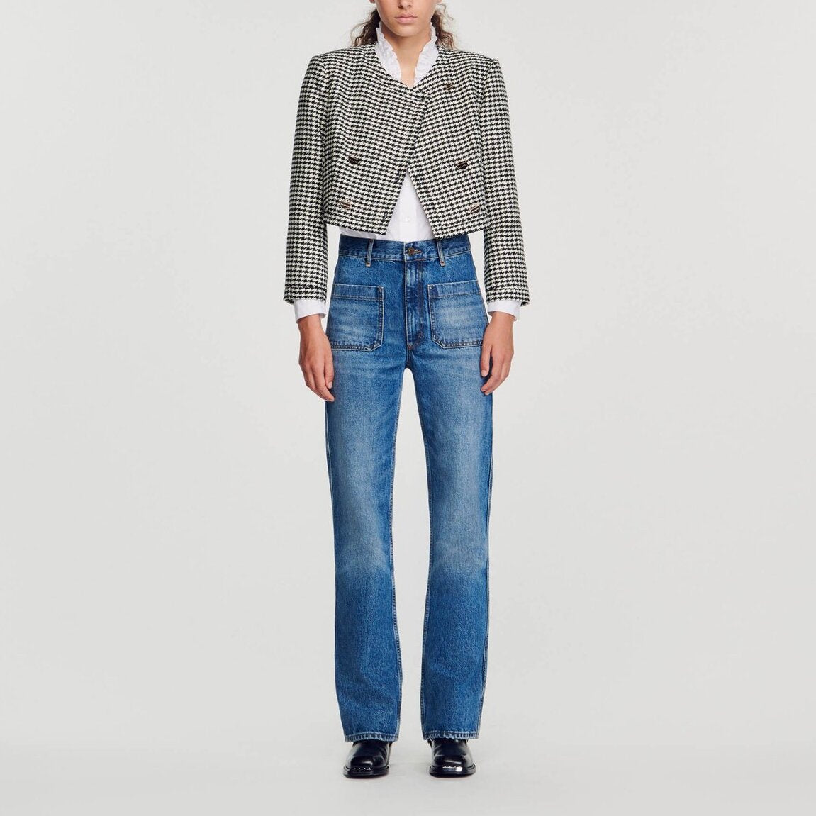 Veste courte pied de poule Sandro seconde main