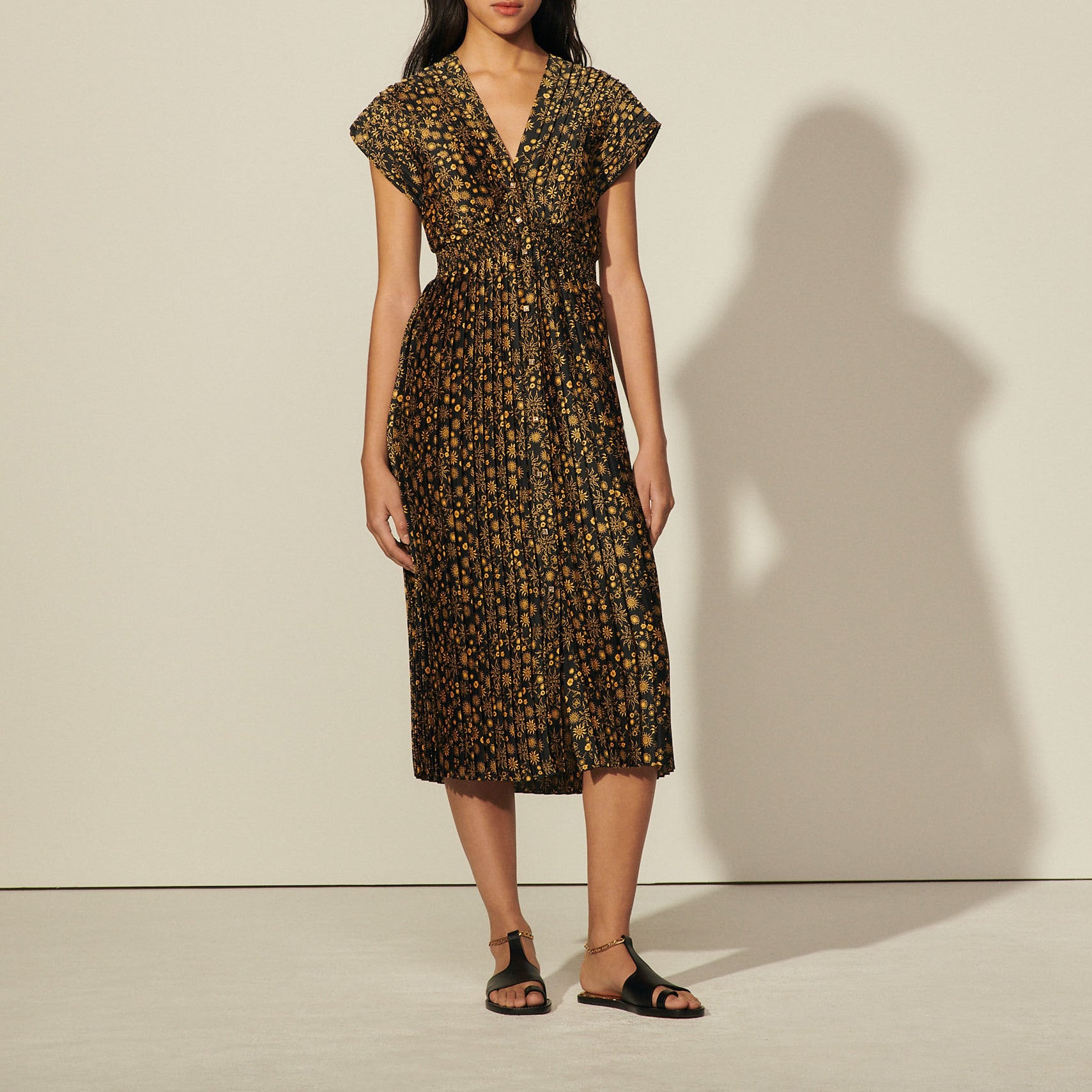 Robe longue sans manches imprimée Sandro seconde main