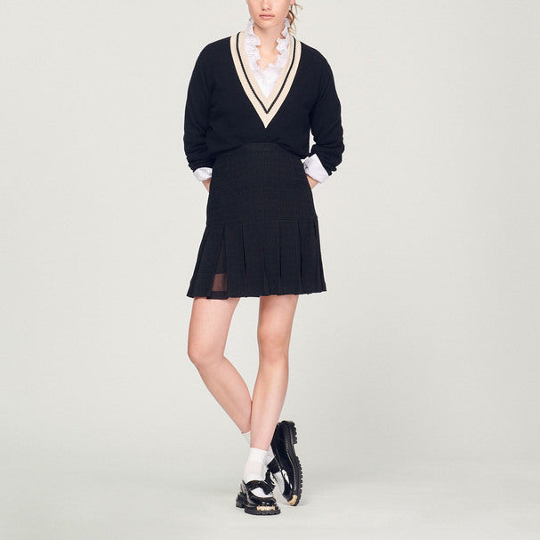 Jupe en tweed à plis Sandro seconde main