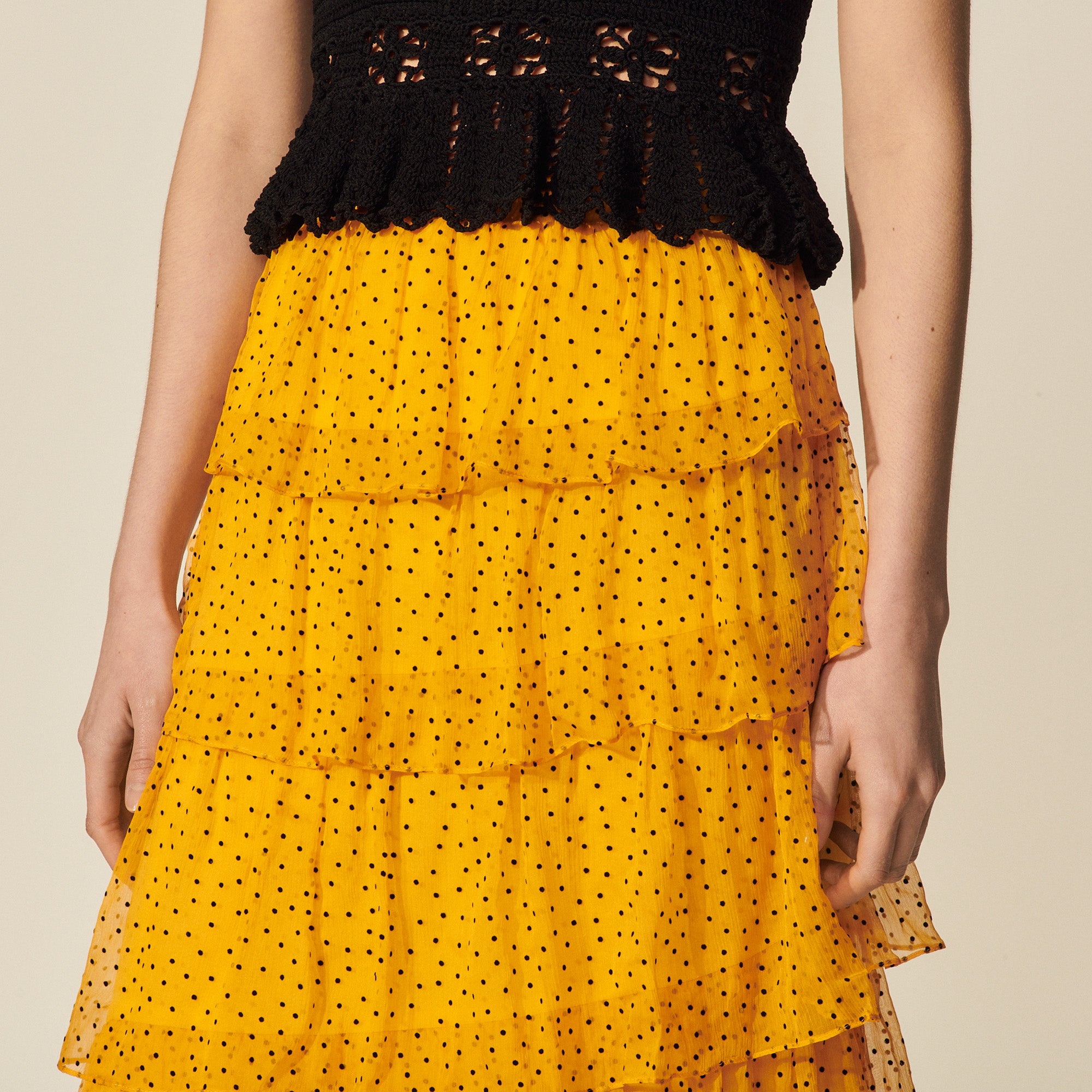 Jupon long plumetis à volants Sandro seconde main