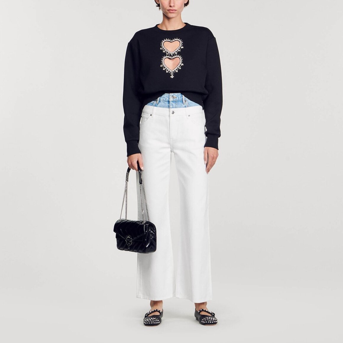 Sweatshirt à cœurs strassés Sandro seconde main