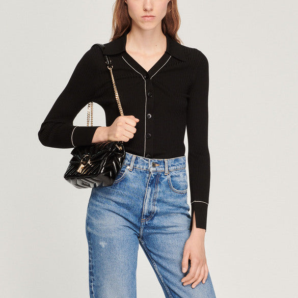 Cardigan en Maille fine surpiquée Sandro seconde main