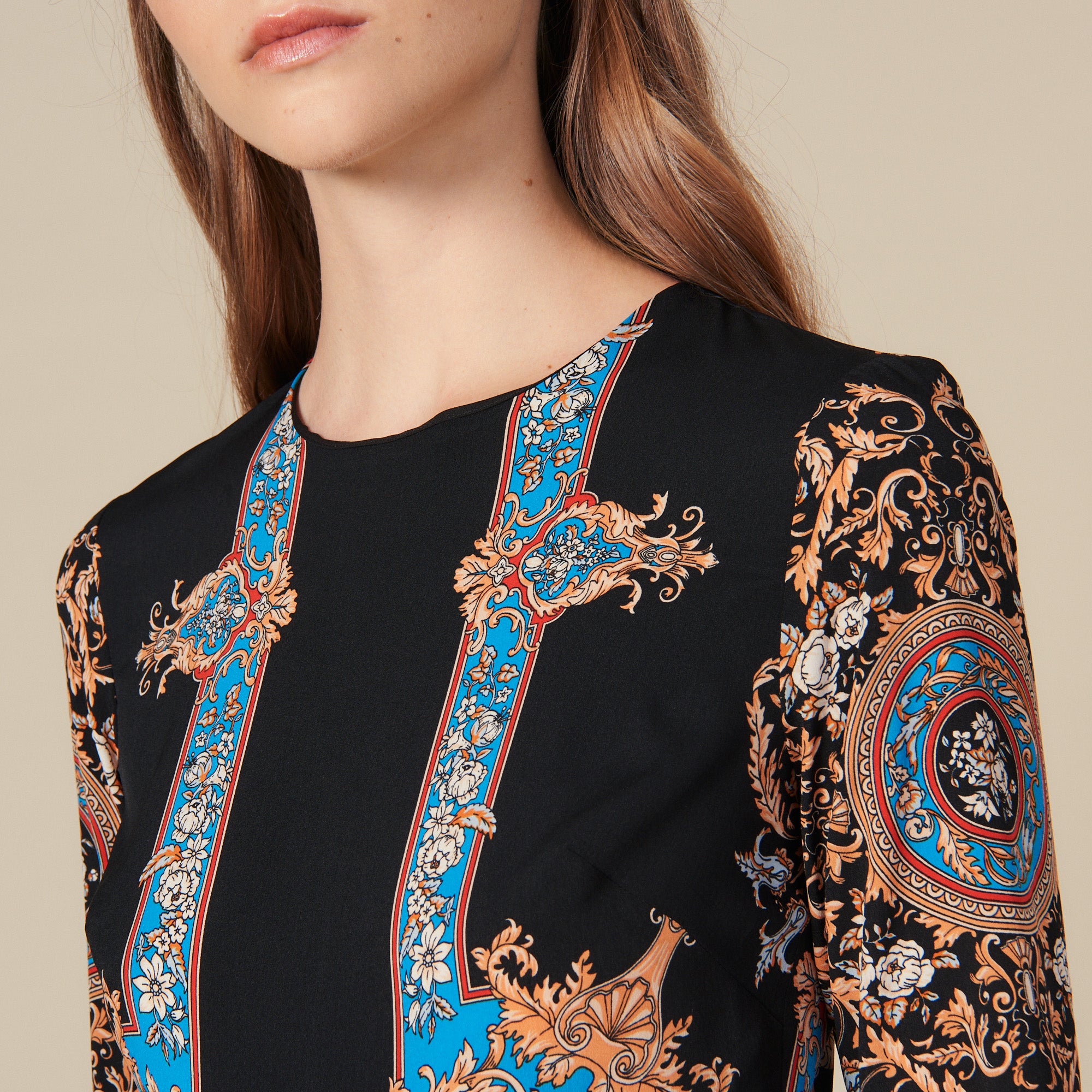 Robe longue à imprimé foulard placé Sandro seconde main