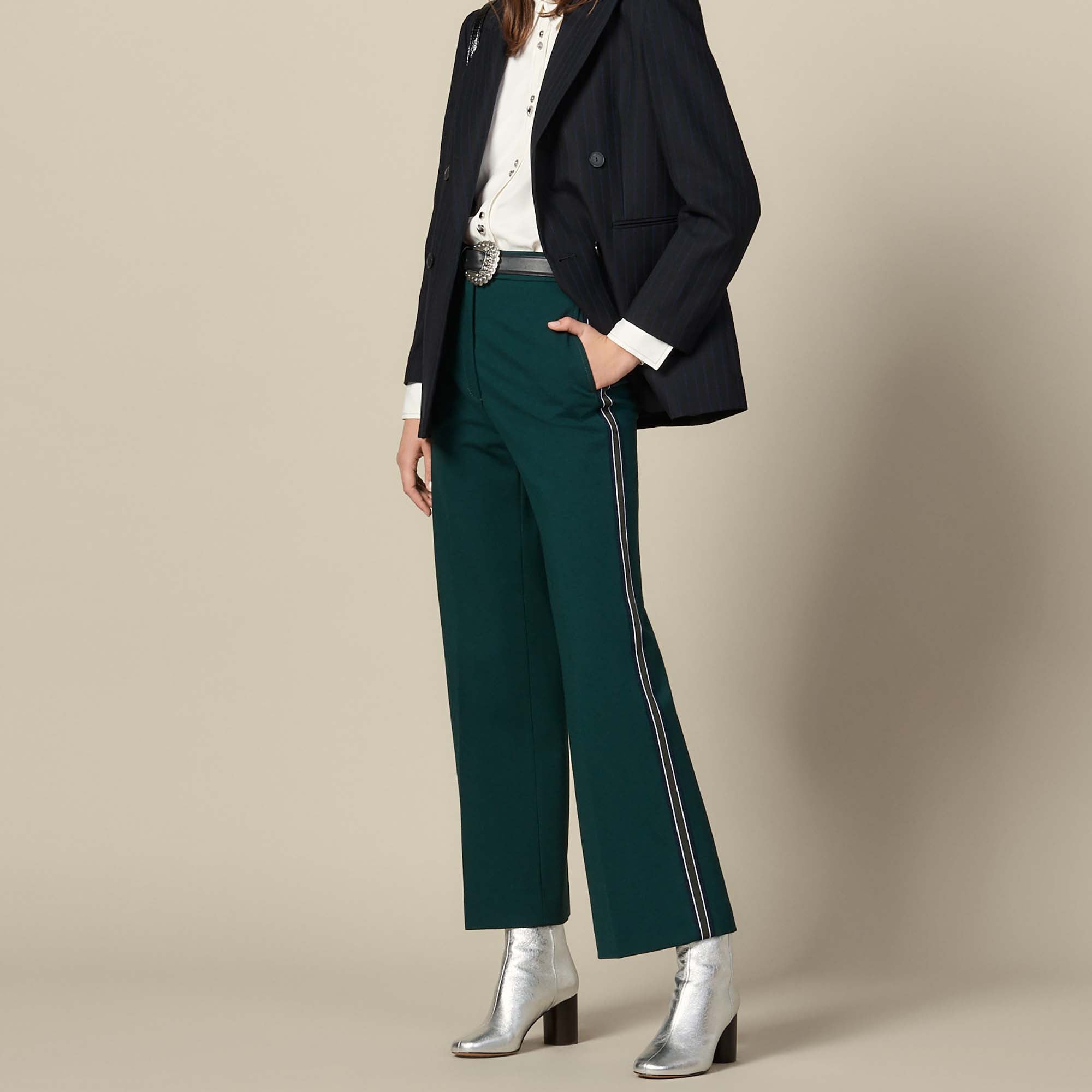 Pantalon large à galons tricolores Sandro seconde main