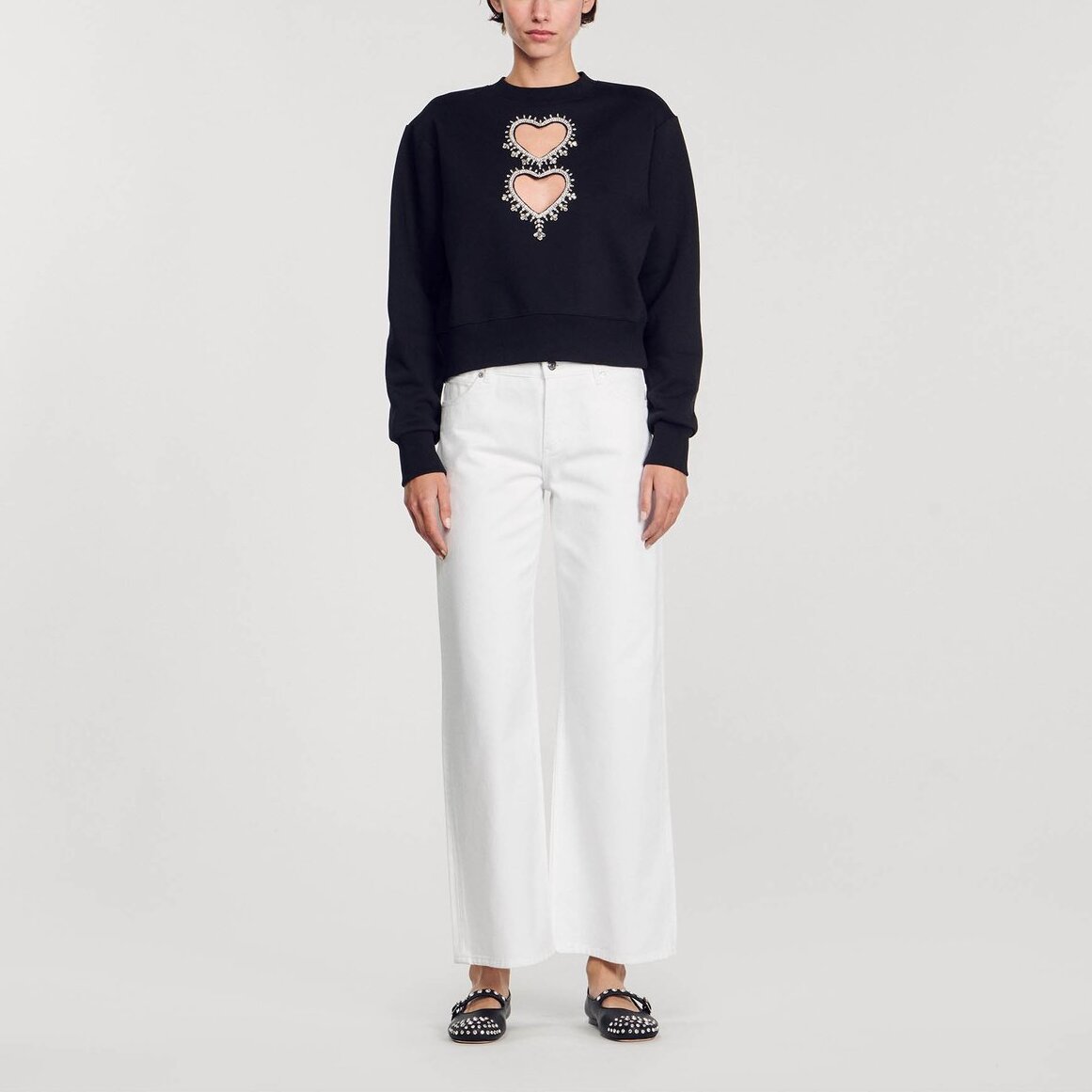 Sweatshirt à cœurs strassés Sandro seconde main