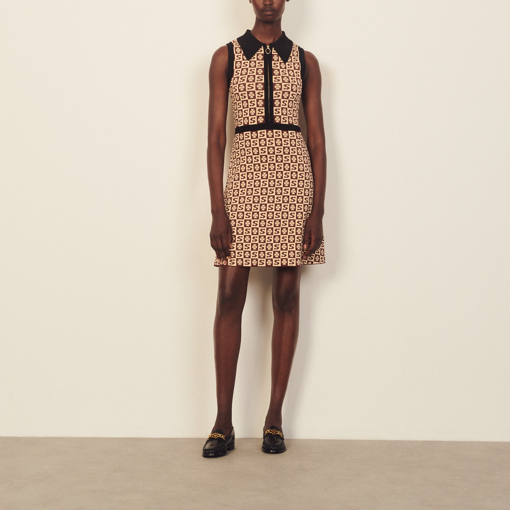 Robe polo sans manches à motif jacquard Sandro seconde main