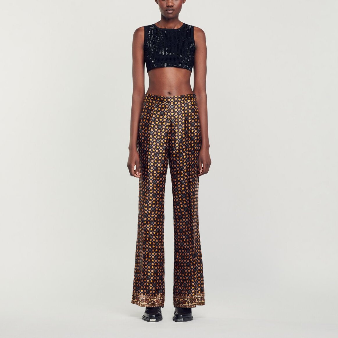 Pantalon satiné imprimé Sandro seconde main