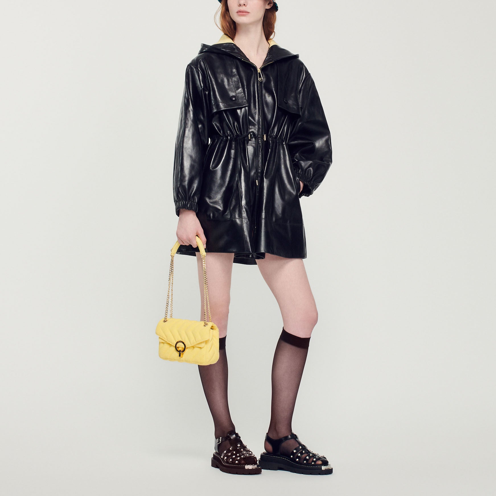 Parka oversize en cuir Sandro seconde main