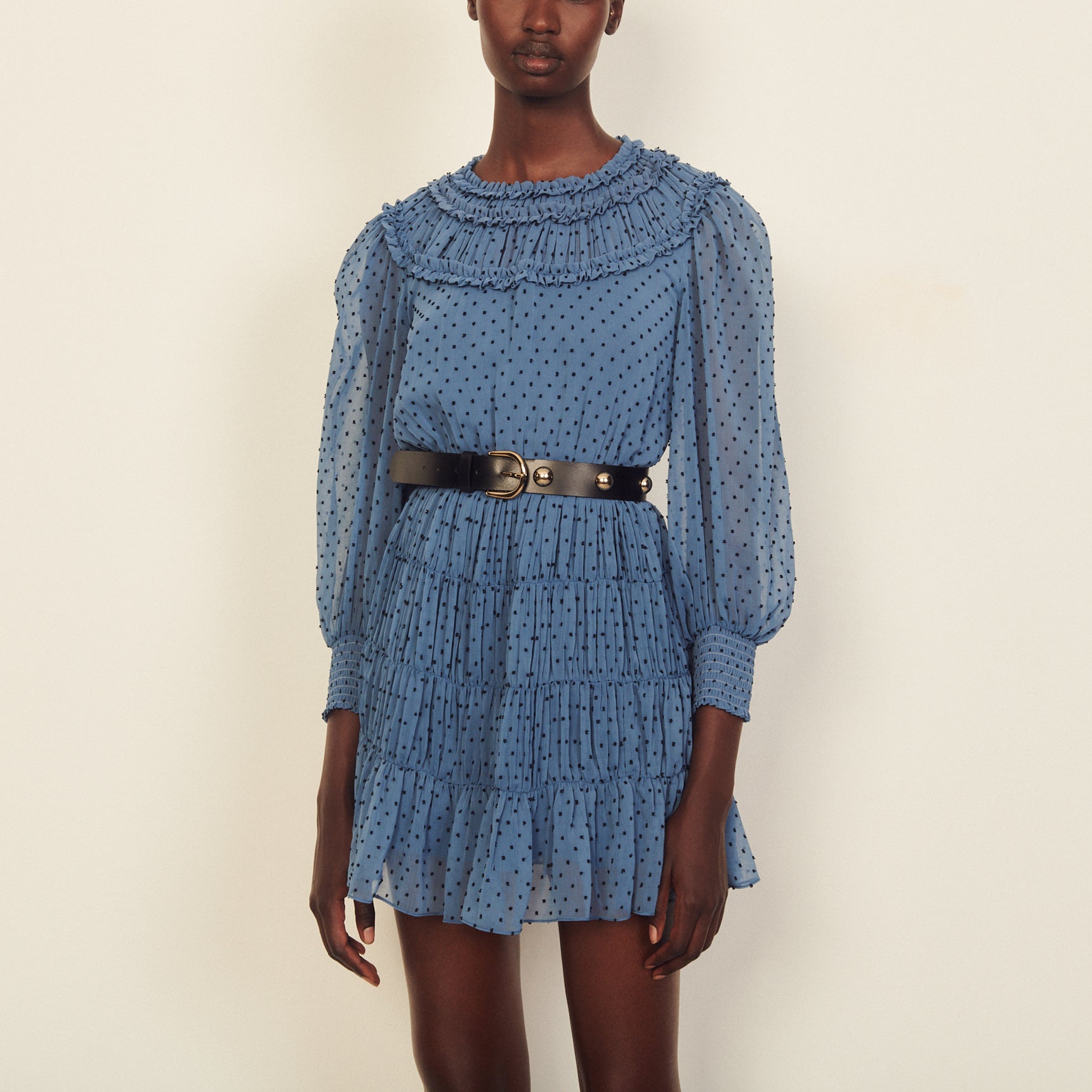 Robe courte drapée et volantée Sandro seconde main