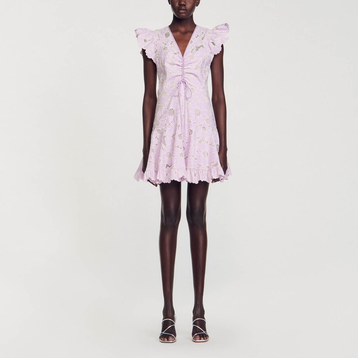 Robe courte en guipure marguerites Sandro seconde main