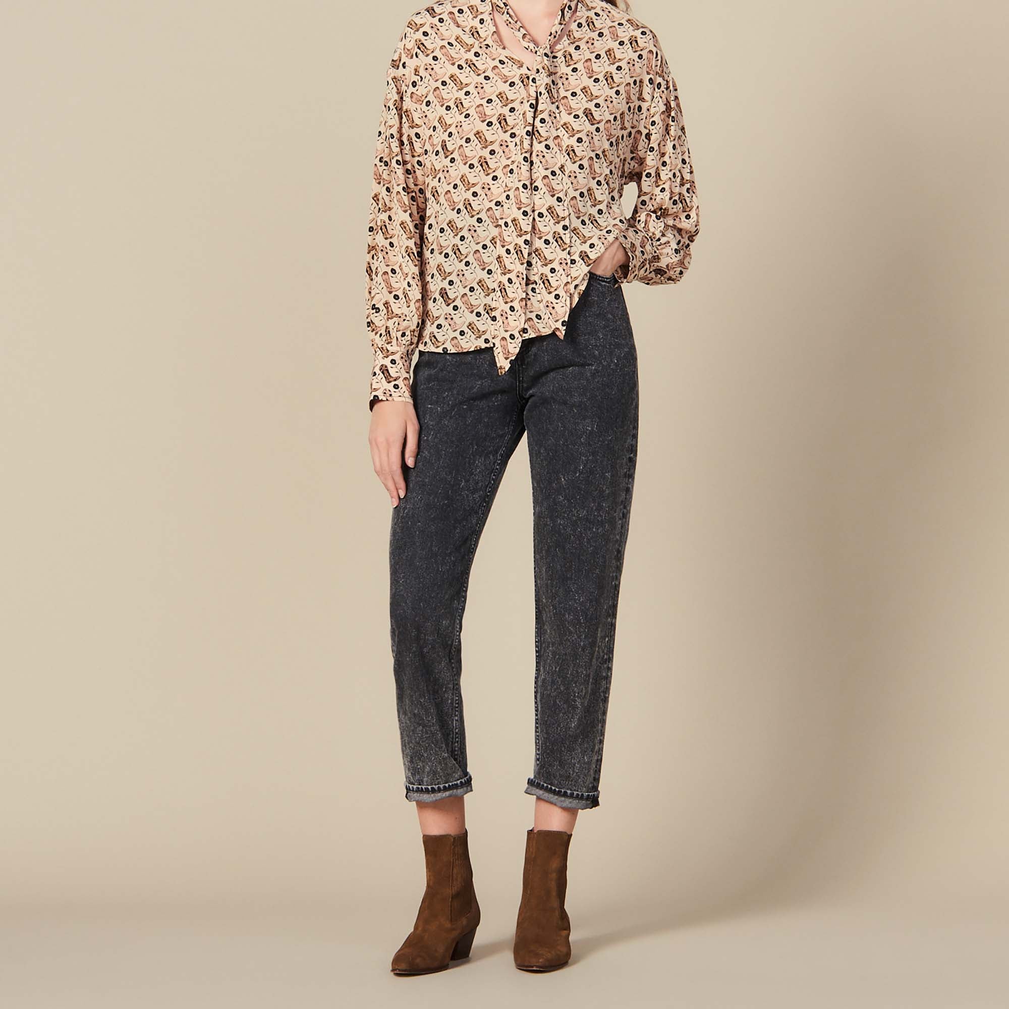 Top fluide à col lavallière imprimé Sandro seconde main