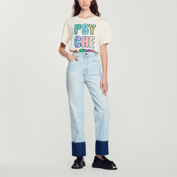 Jean délavé à revers contrasté Sandro seconde main