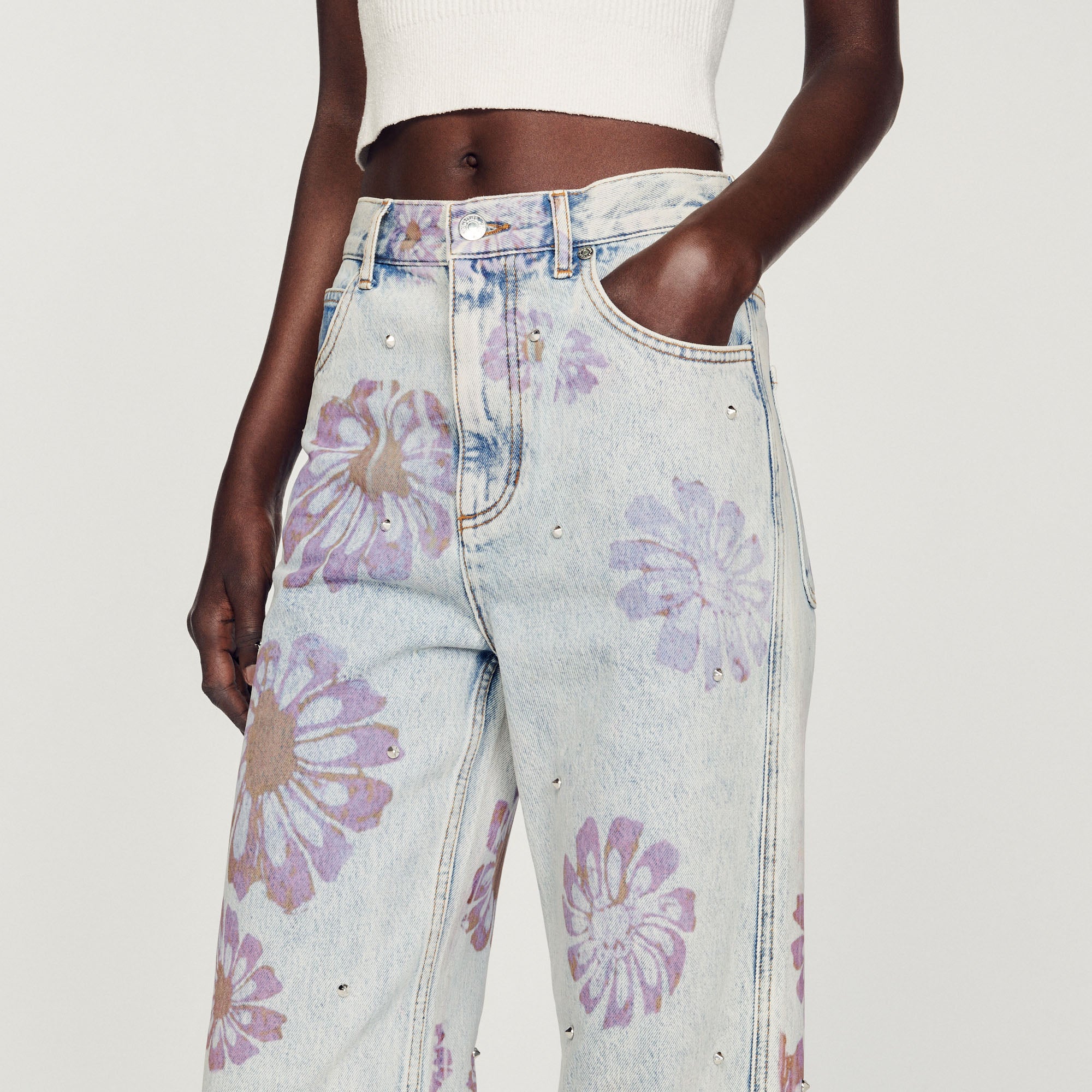 Jean motifs fleurs Sandro seconde main