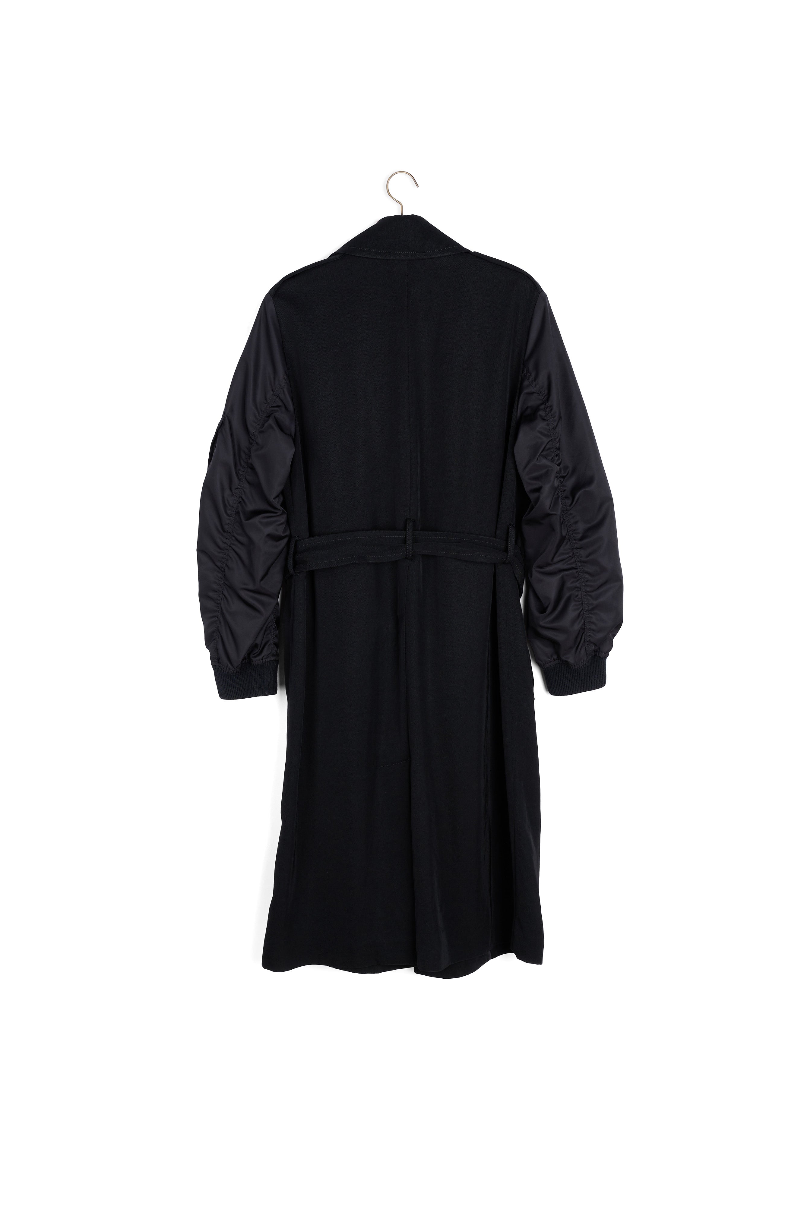 Manteau fluide bi-matière ceinturé Sandro seconde main