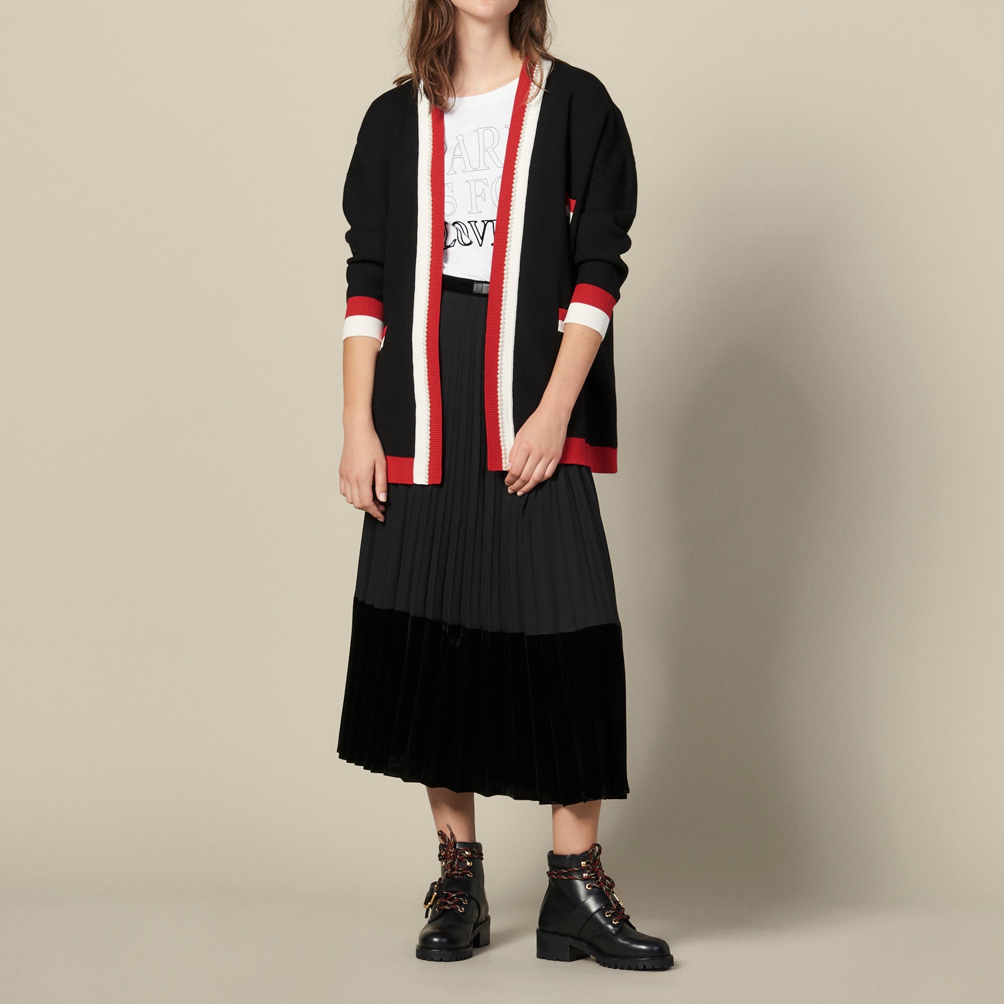 Cardi-coat à rayures contrastantes Sandro seconde main