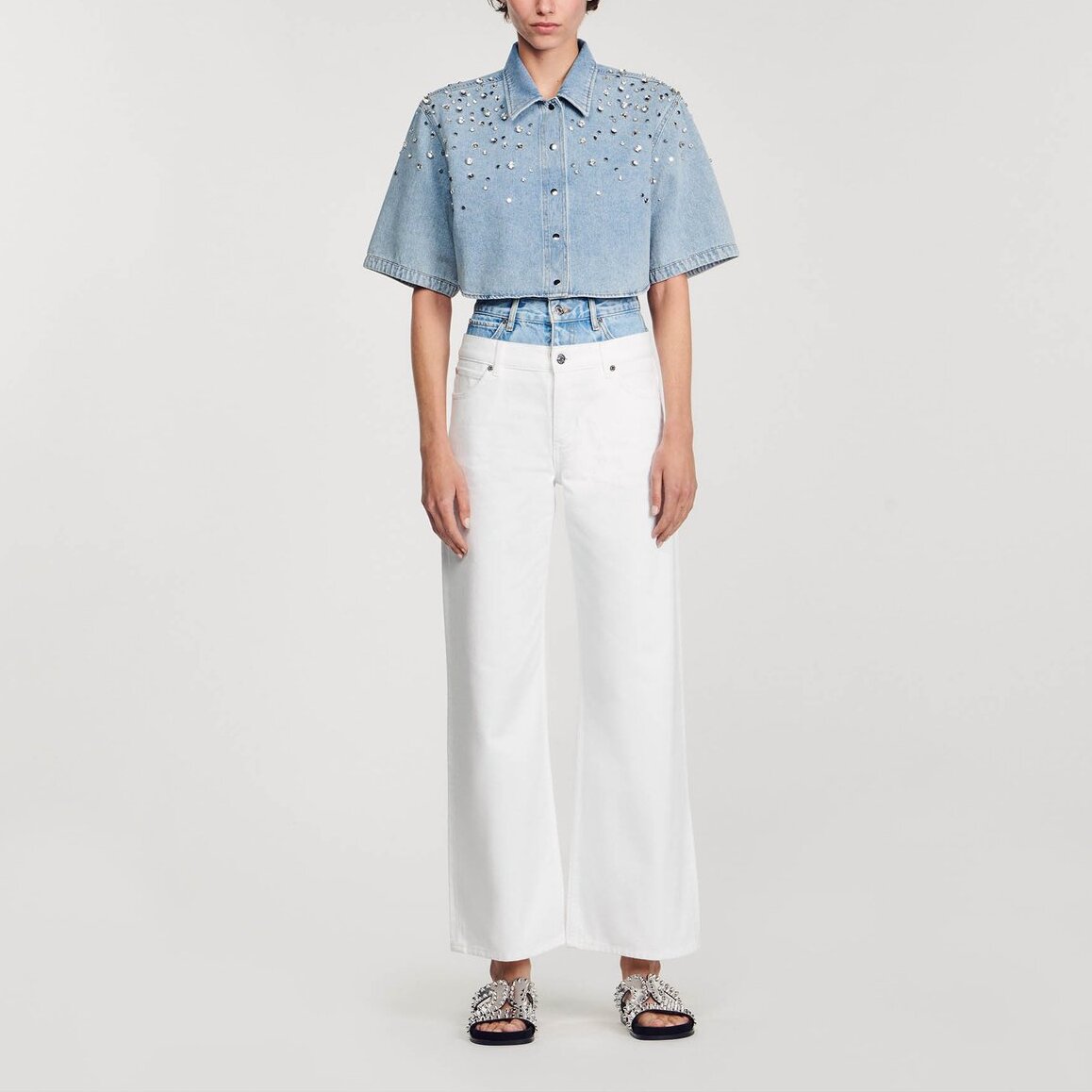 Chemise courte strassée Sandro seconde main