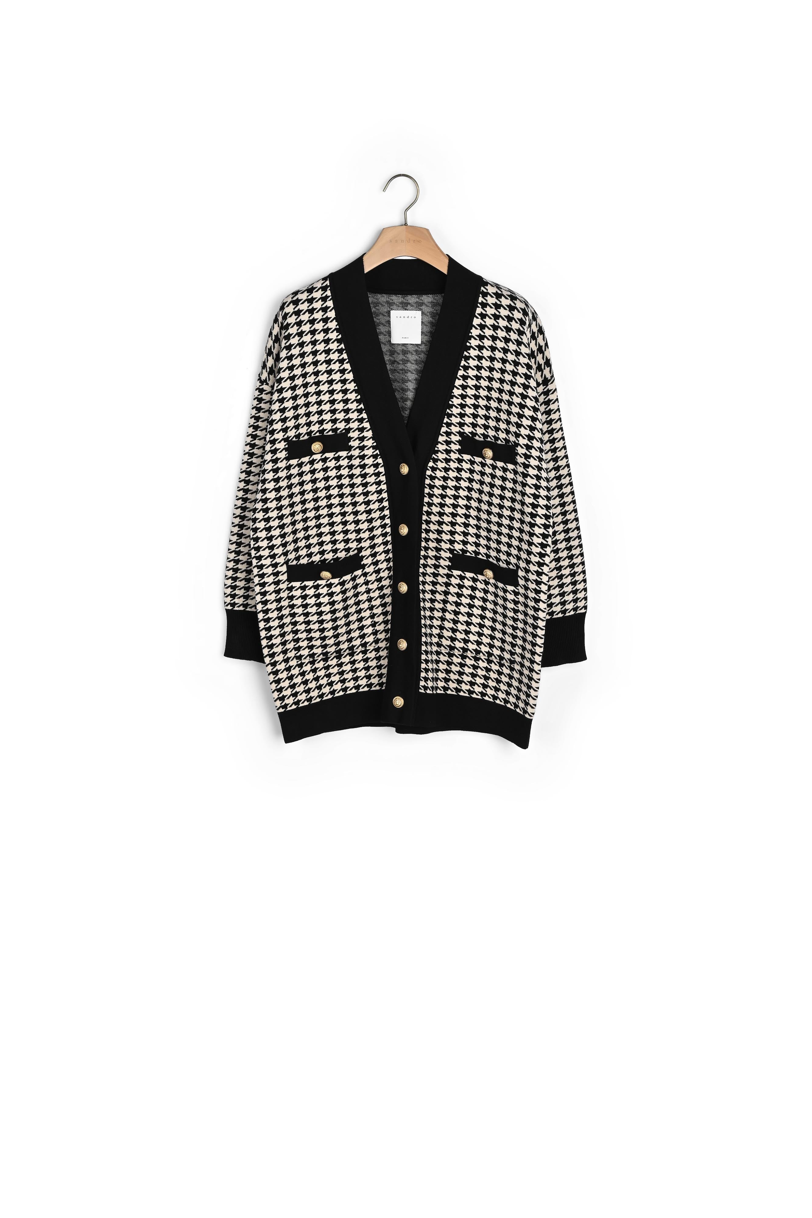 Cardi-coat à motifs pied de coq Sandro seconde main