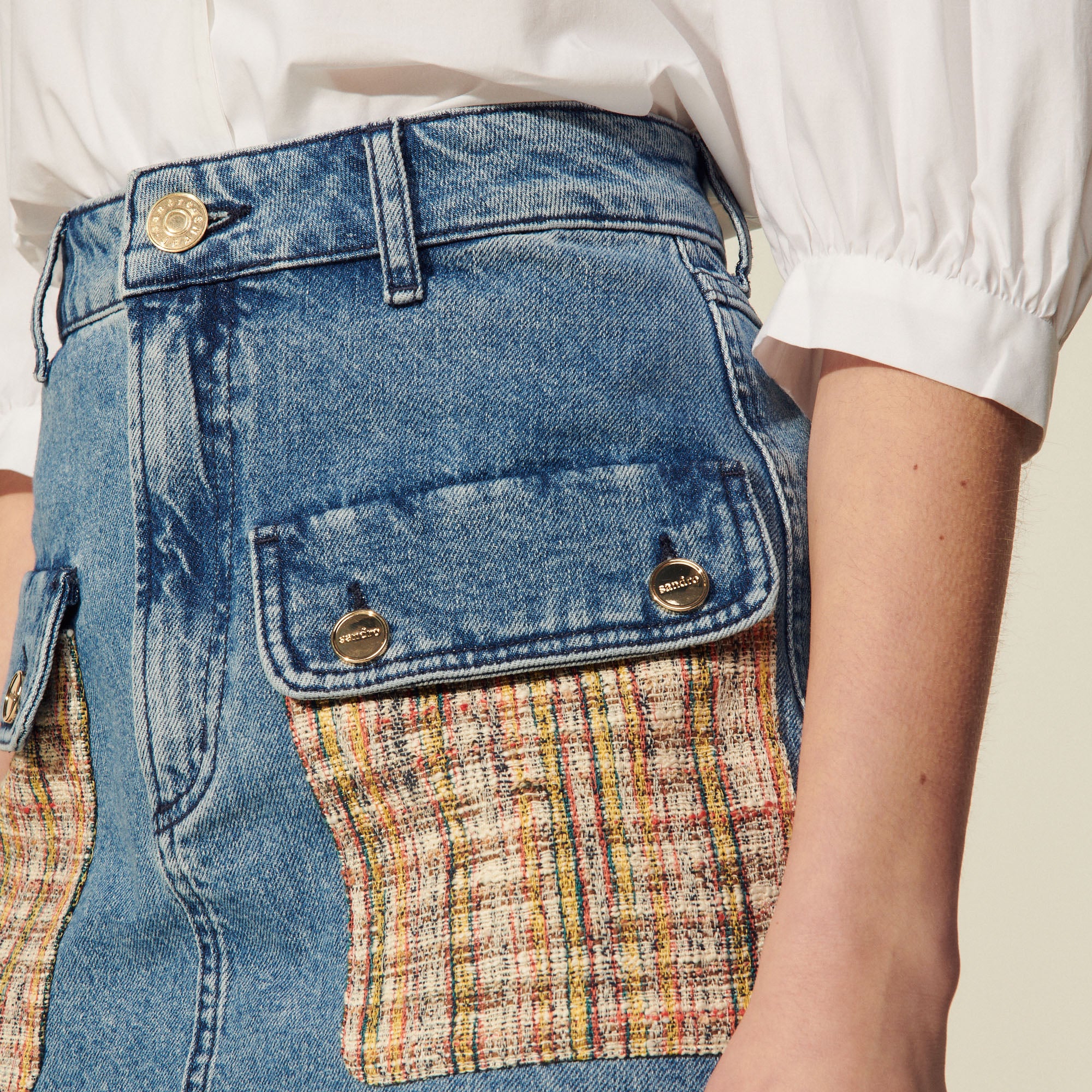 Jupe en Jean avec poches en tweed Sandro seconde main