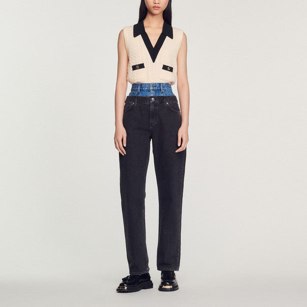 Jean à double ceinture bicolore Sandro seconde main