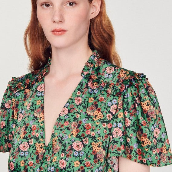 Robe à manches courtes imprimé fleuri Sandro seconde main