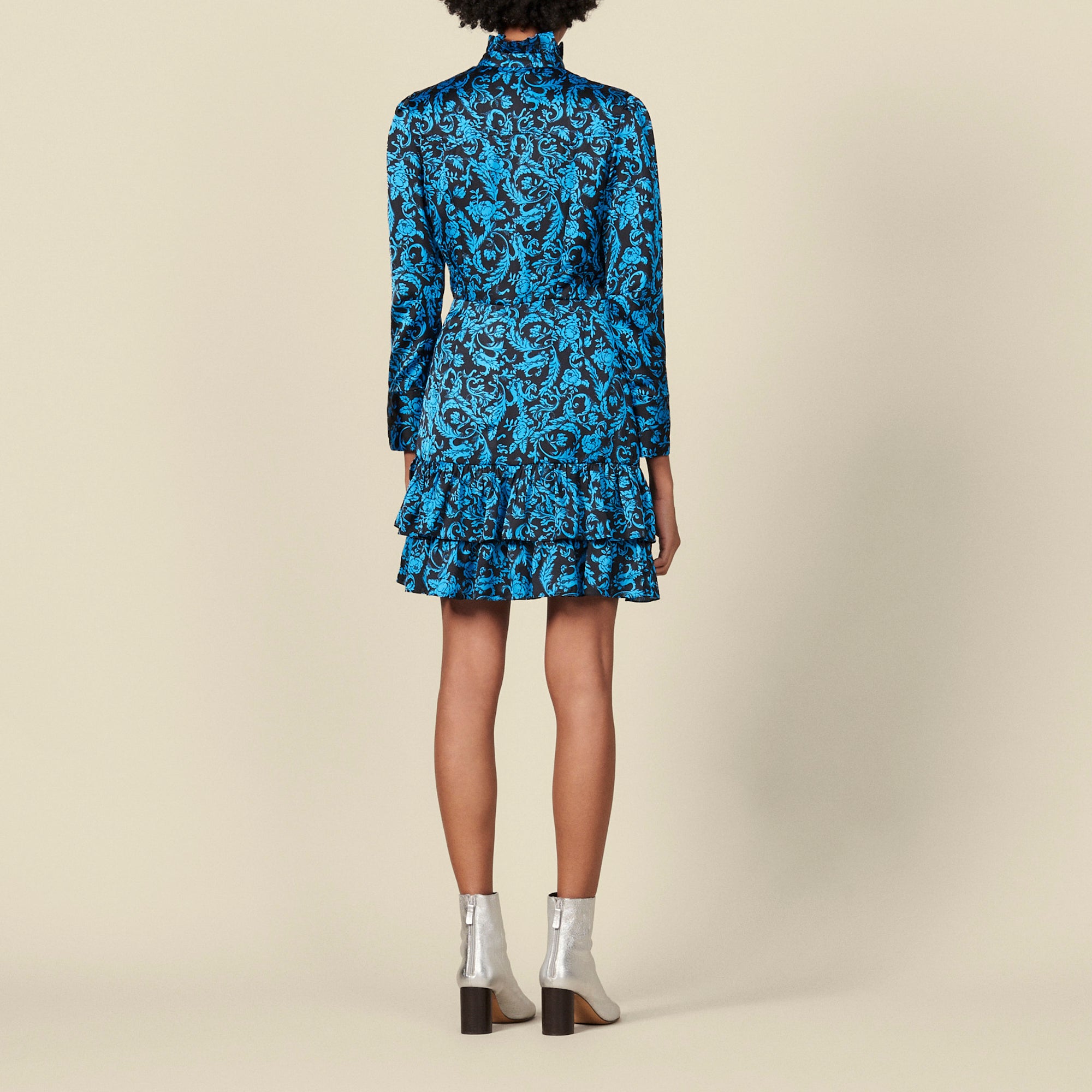 Robe imprimée à volants et col montant Sandro seconde main