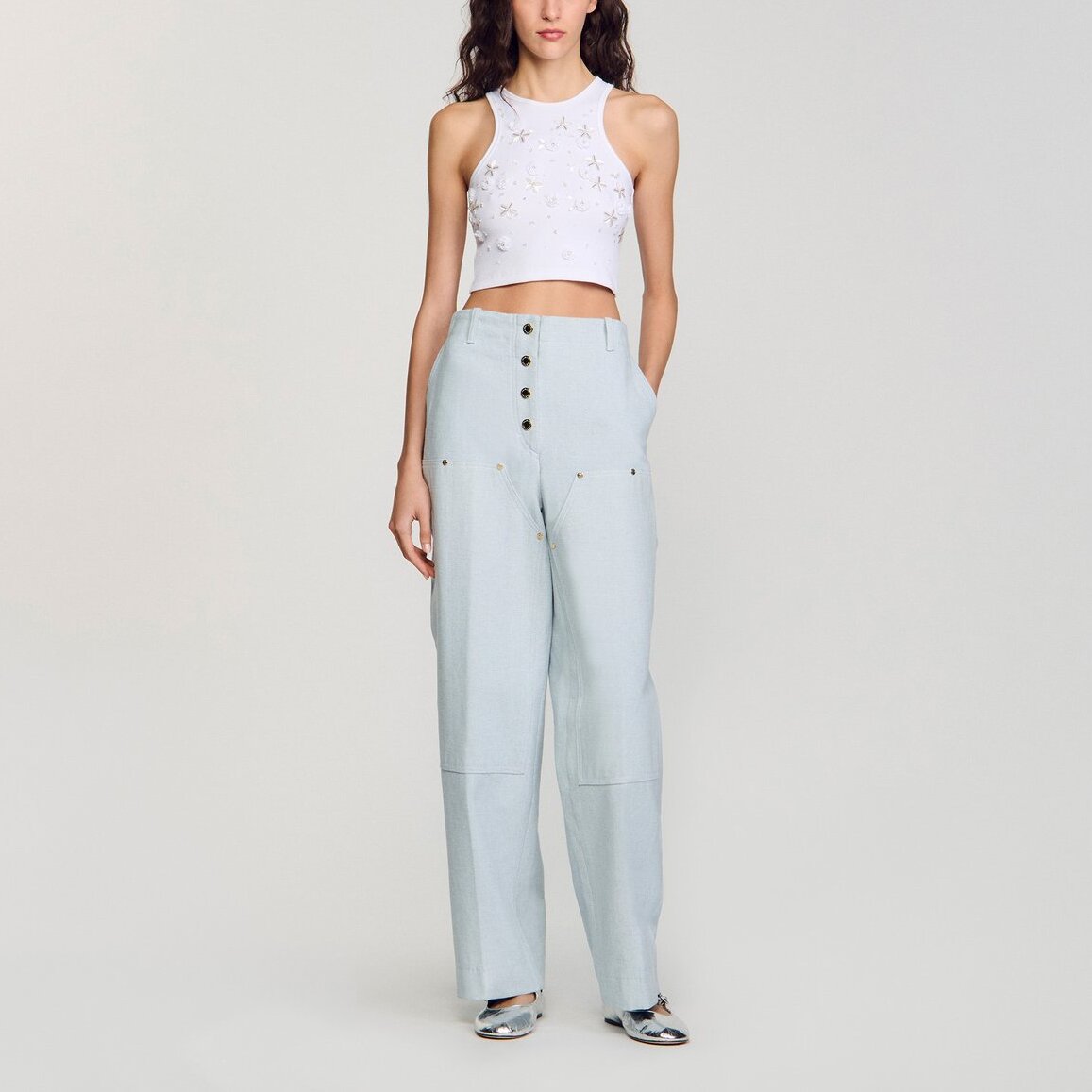 Débardeur perlé et strassé Sandro seconde main