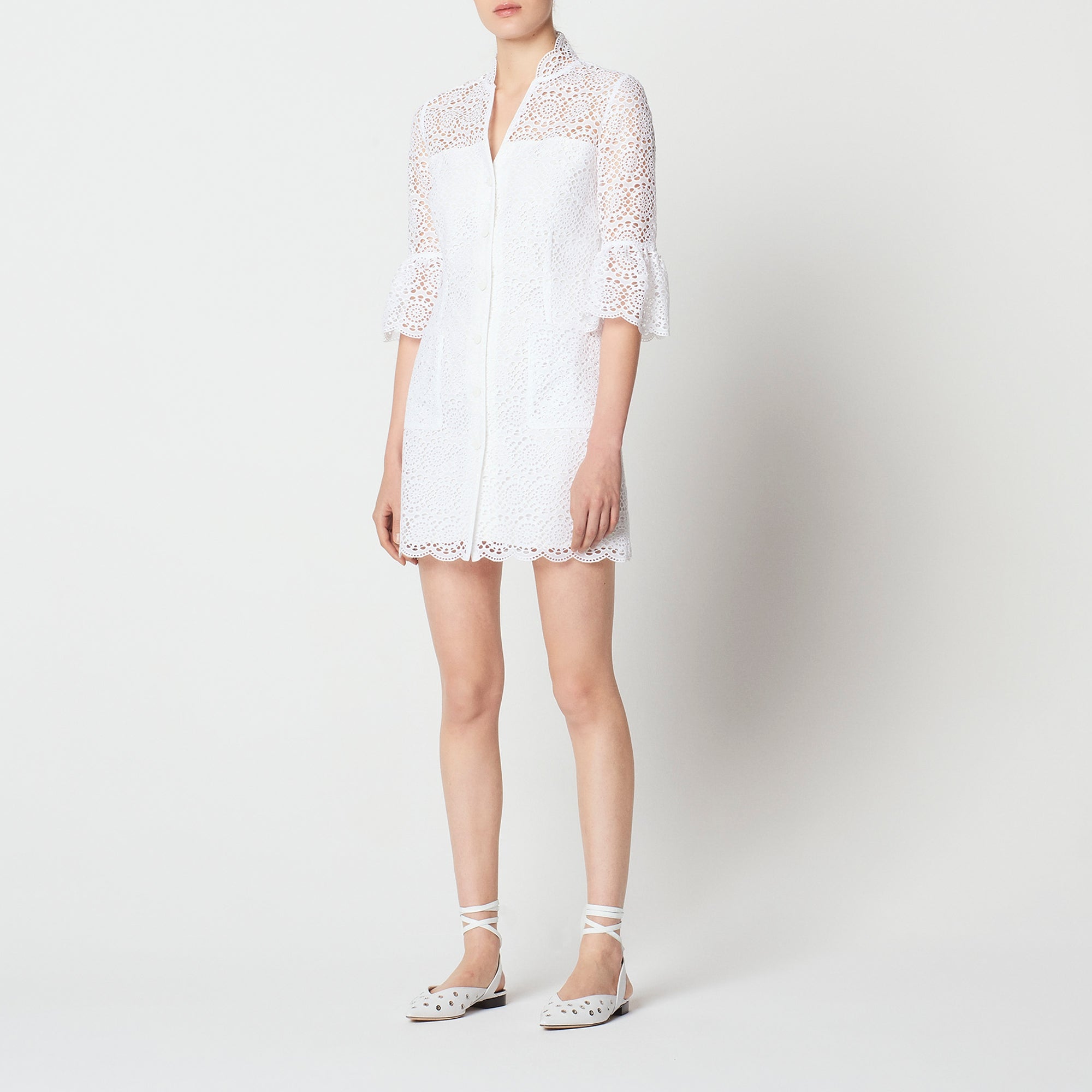 Robe chemise dentelle all over Sandro seconde main