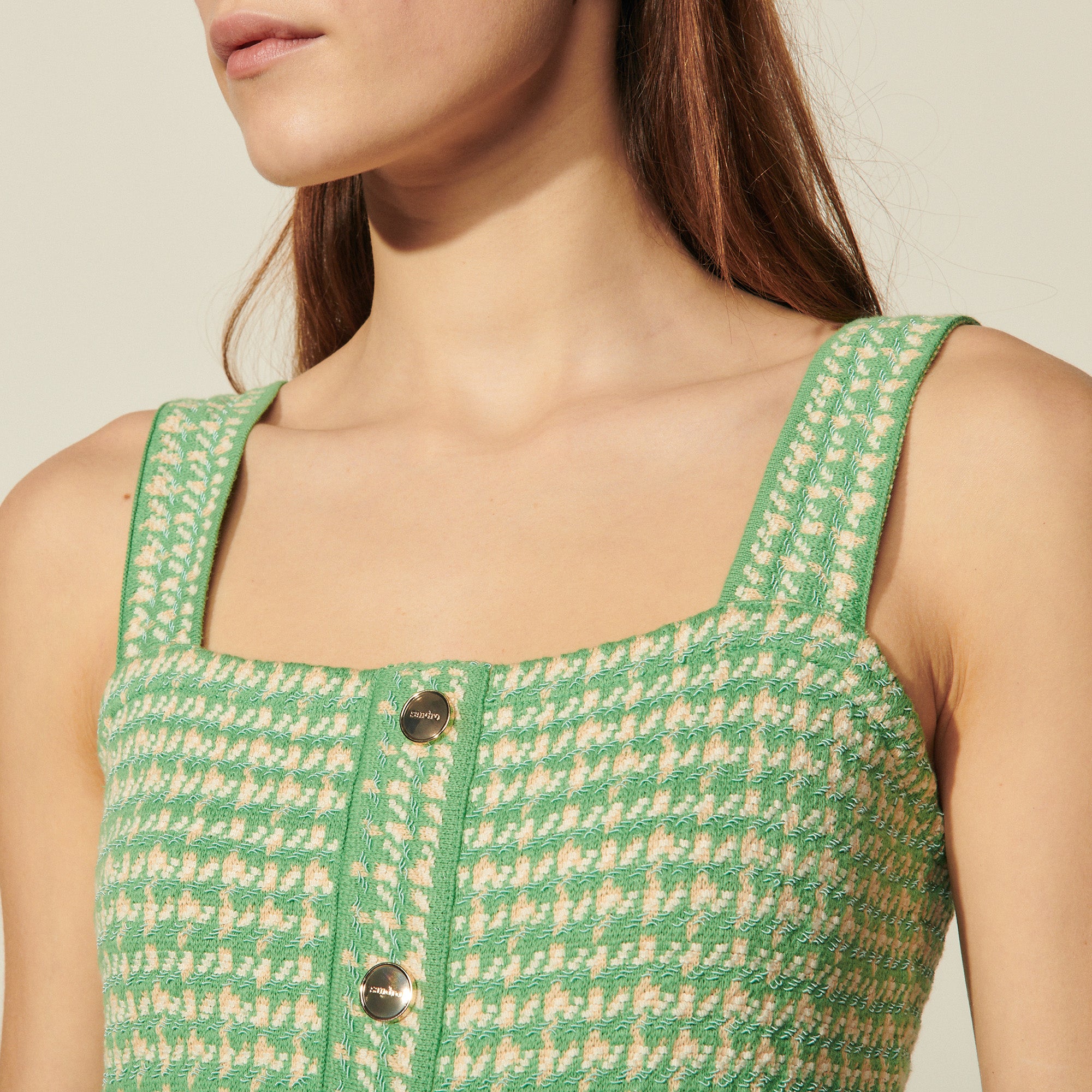 Robe à bretelles en tweed fantaisie Sandro seconde main