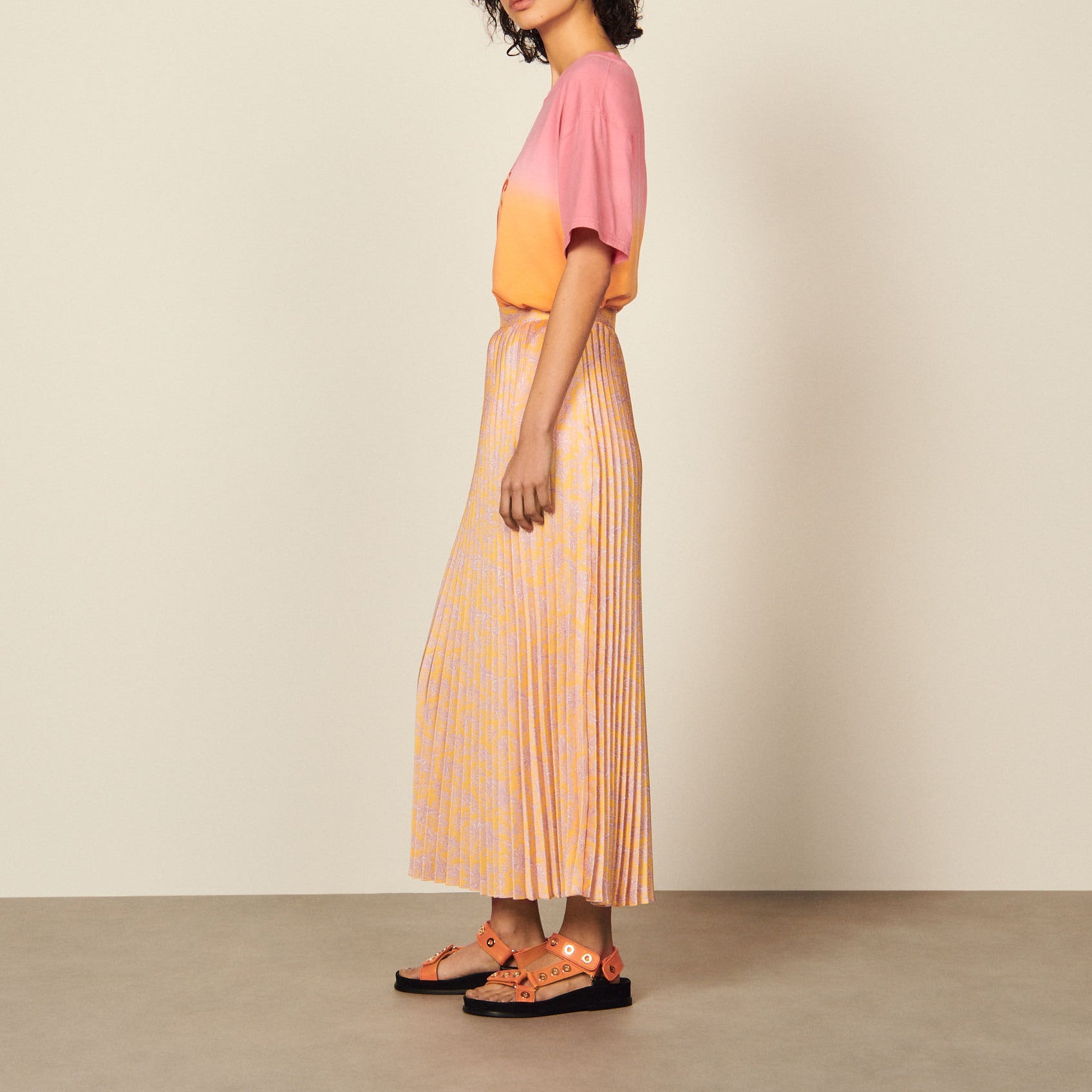 Jupe midi plissée imprimée Sandro seconde main