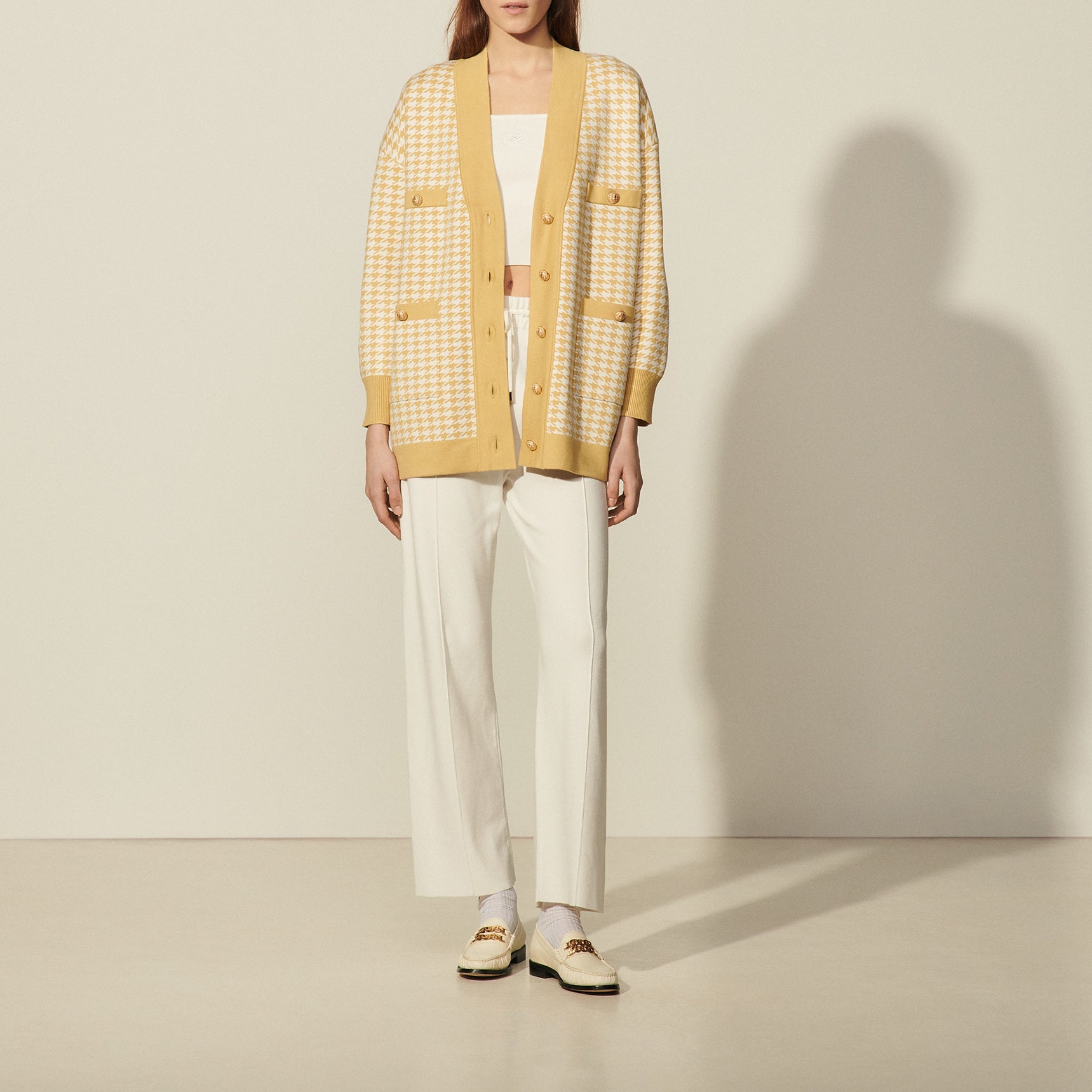 Cardi-coat à motifs pied de coq Sandro seconde main